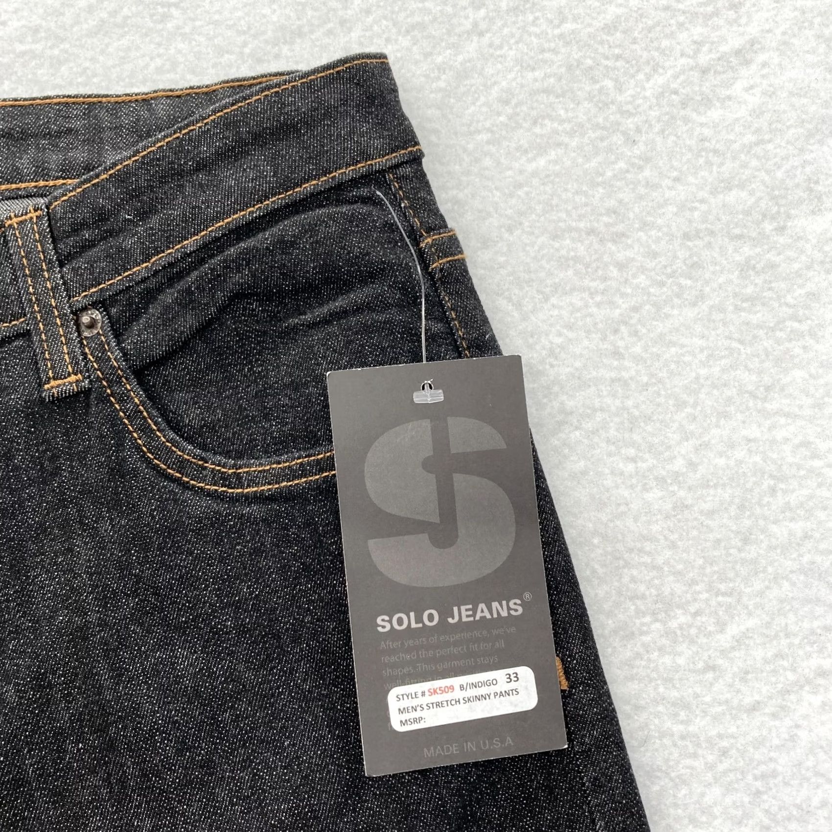 Vintage VINTAGE Solo Jeans Mens 33x32 Skinny Slim Fit Dark Blue Stretch Denim NWT Y2K Grunge Skater Jeans Mens Size US 33 - 4 Thumbnail