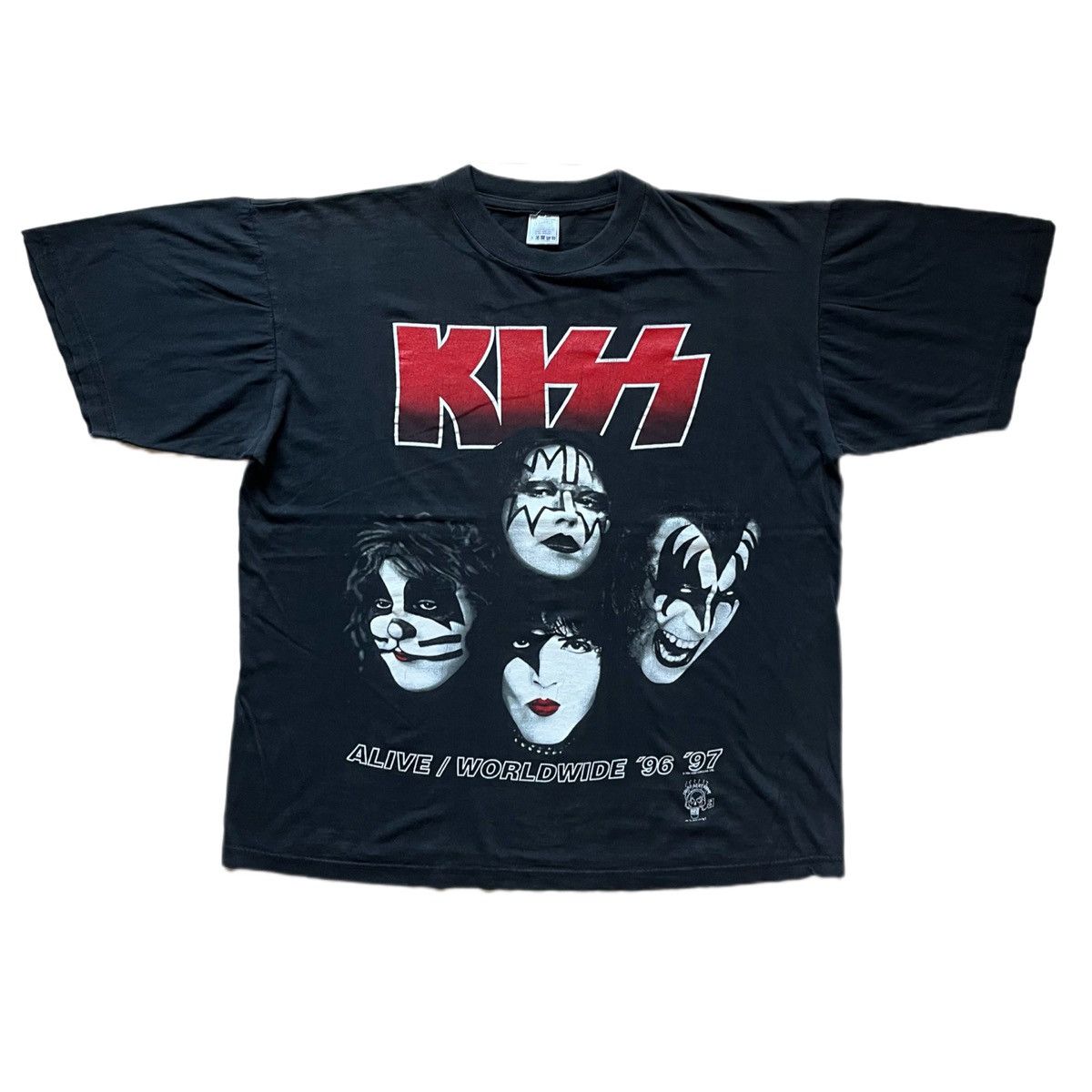 90s KISS ALIVE WORLDWIDE TOUR vintage band tee EURO XL