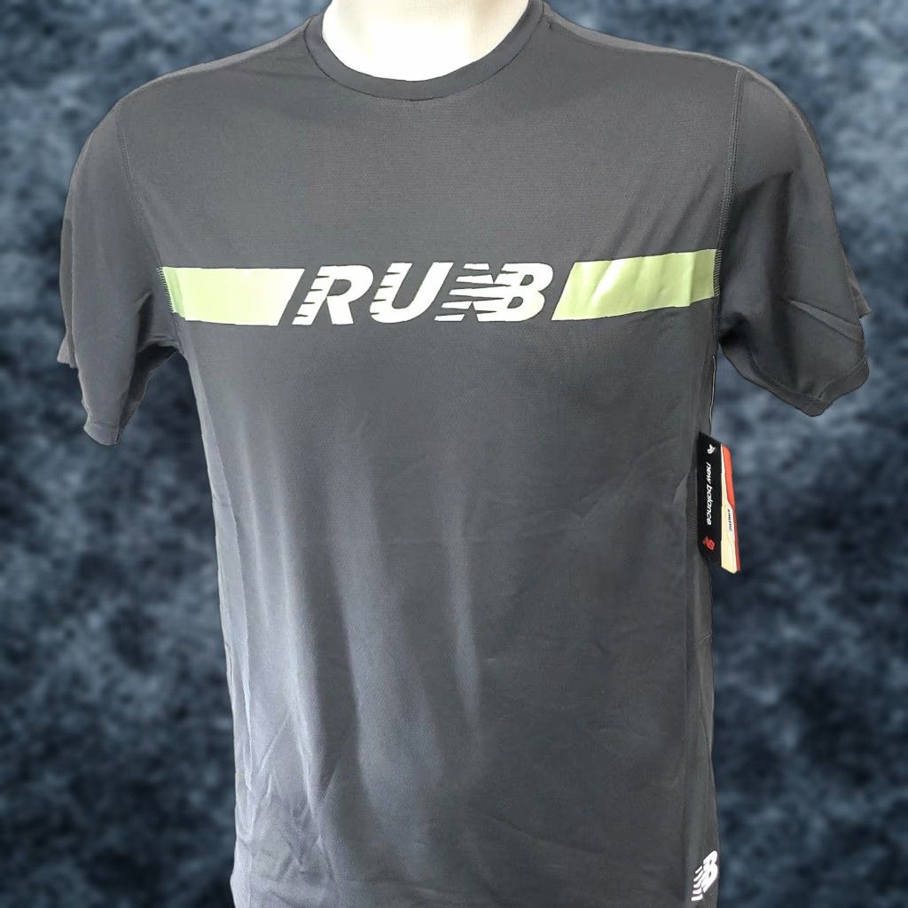 New Balance VINTAGE New Balance Accelerate Short Sleeve T-Shirt Mens Medium Black Green Print Size US M / EU 48-50 / 2 - 1 Thumbnail