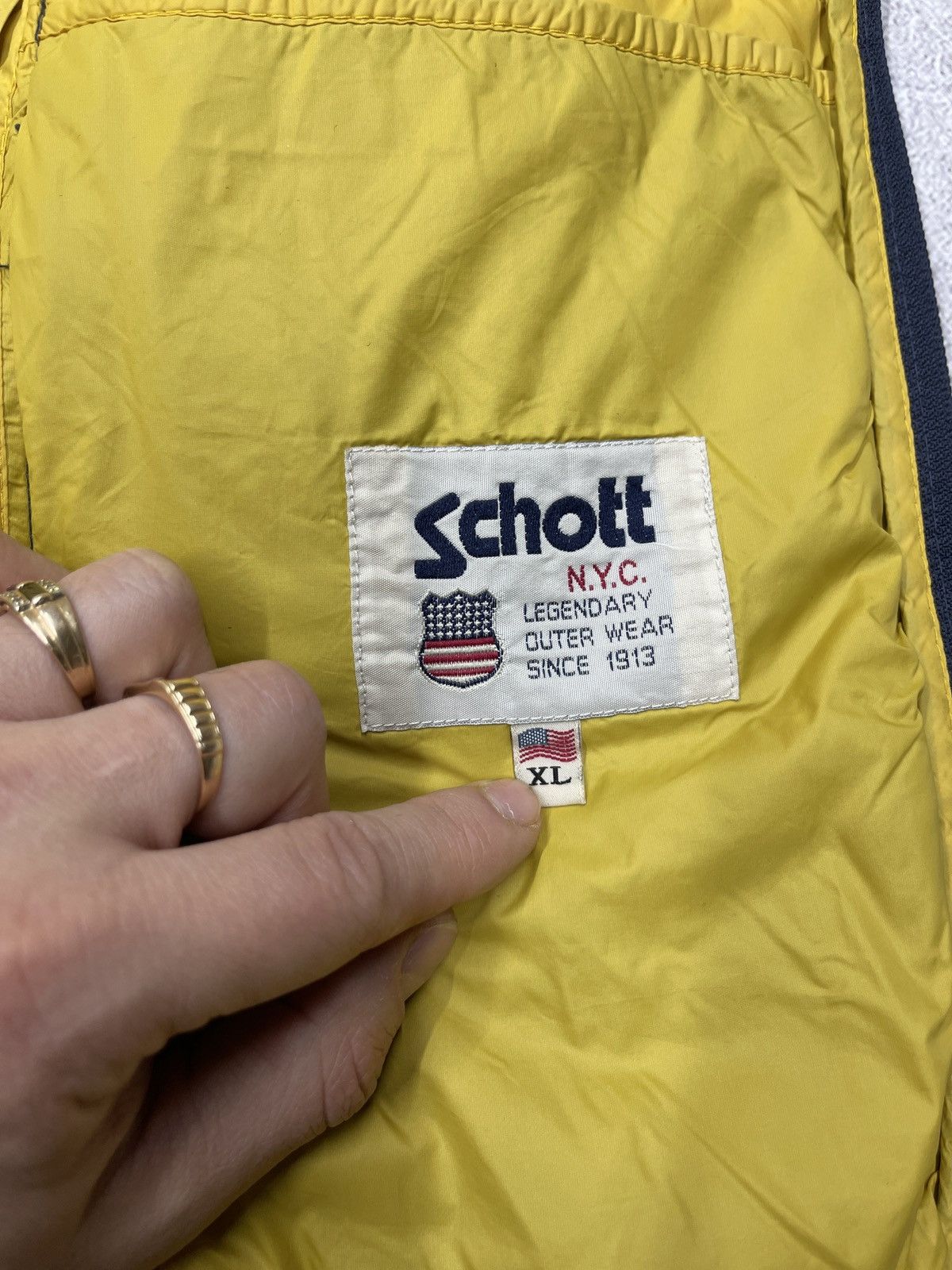 Schott Mens Schott NYC Micro Puffer Jacket Navy Y2K Size XL Size US XL / EU 56 / 4 - 10 Thumbnail