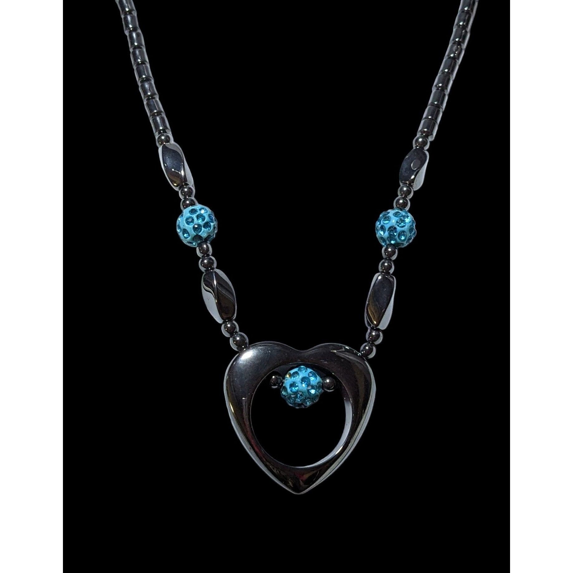 Other Hematite Open Heart Beaded Pendant Necklace Size ONE SIZE - 2 Thumbnail