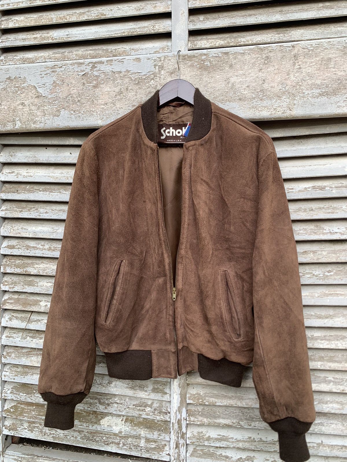 Schott 👹Vintage SCHOTT Brown Suede Bomber Jacket Made In USA Size US M / EU 48-50 / 2 - 8 Thumbnail