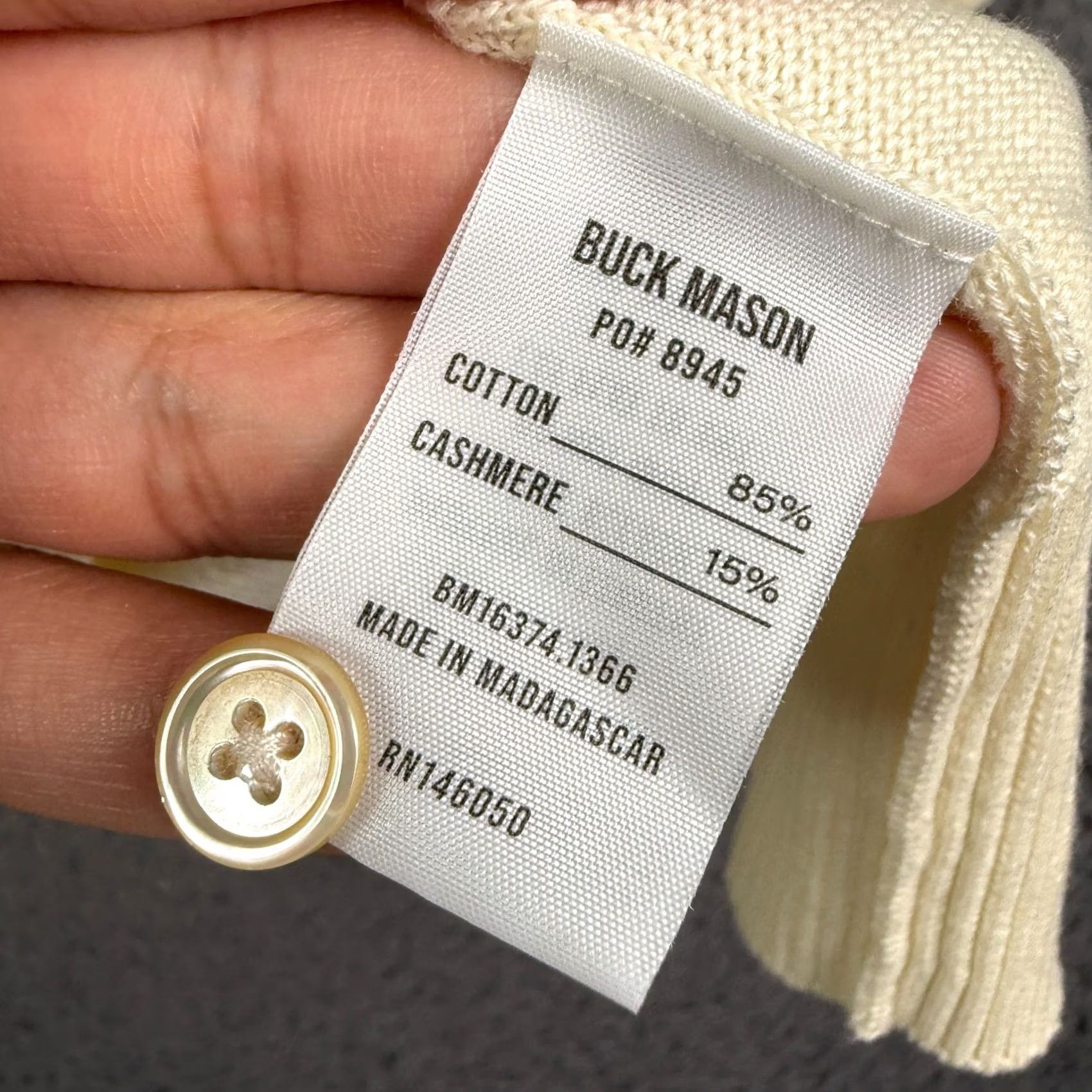 Mason's VINTAGE Buck Mason Cashmere Sweater Polo Shirt Mens L Sand Cream Long Sleeve Lightweight Size US L / EU 52-54 / 3 - 4 Thumbnail