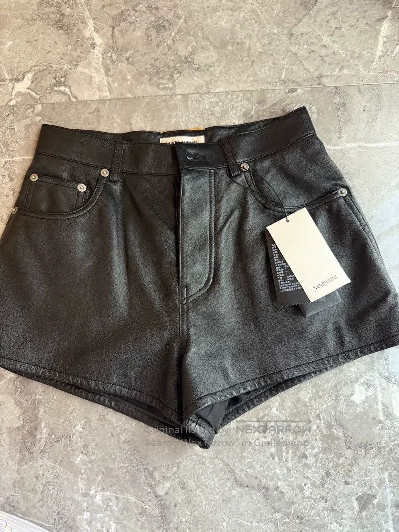 Saint Laurent Paris Saint Laurent Paris Leather Shorts Size 35" - 1 Thumbnail