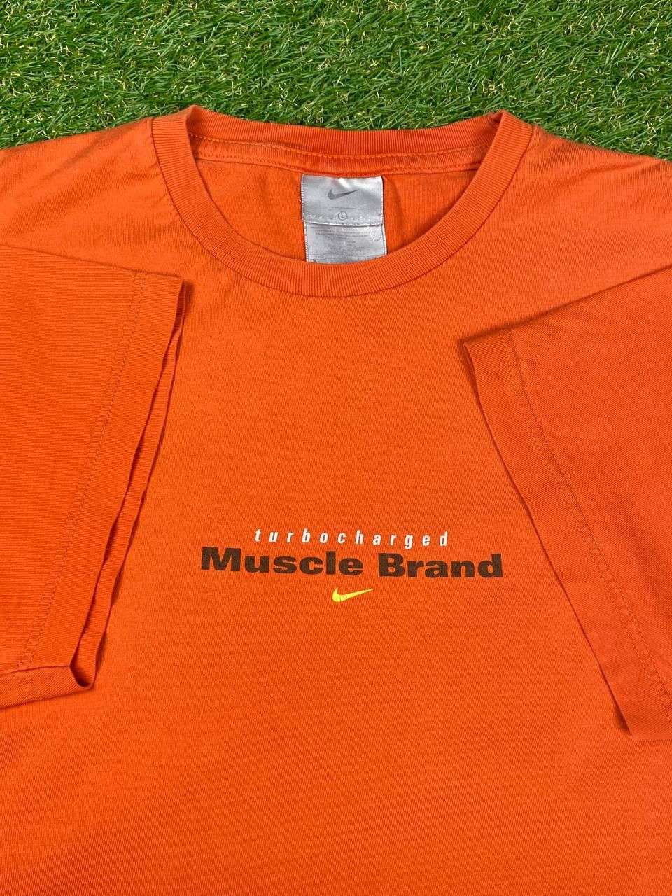 Pre-owned Nike X Vintage Nike "turbocharged Muscle Brand" 90's Graphic Tee In Orange