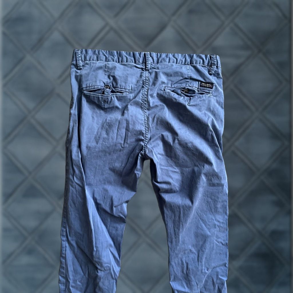 Vintage VINTAGE Teddy Smith Mens Chino Trousers Regular Fit 31x33 5-Pocket Denim Blue Grey Cotton Blend Button Front Casual Mens Pants Size US 31 - 1 Thumbnail