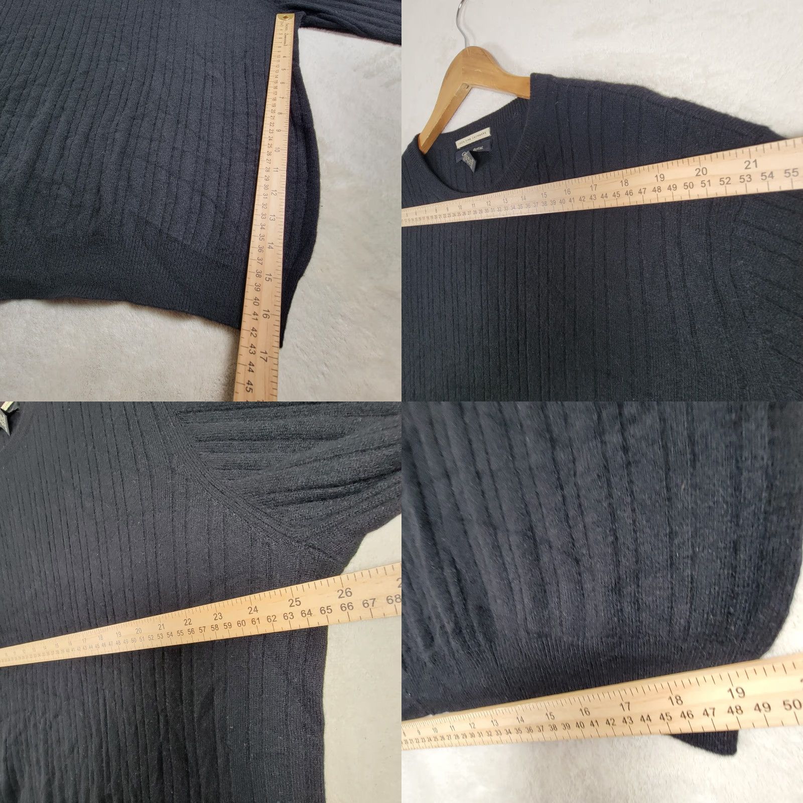 J Brand VINTAGE Black Ribbed Cashmere Sweater Glenn Hill Crewneck Pullover Men XL Casual, Business, Travel, Party/Cocktail Womens? Wait. Size US XL / EU 56 / 4 - 8 Thumbnail