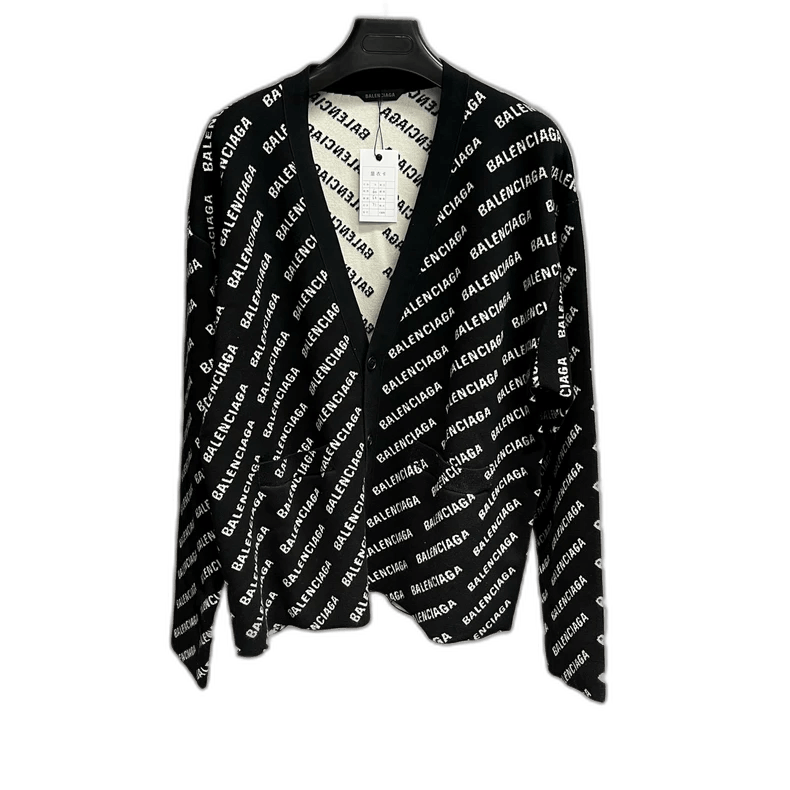 Balenciaga Balenciaga Black Logo Knit Cardigan Sweater Size US S / EU 44-46 / 1 - 1 Thumbnail