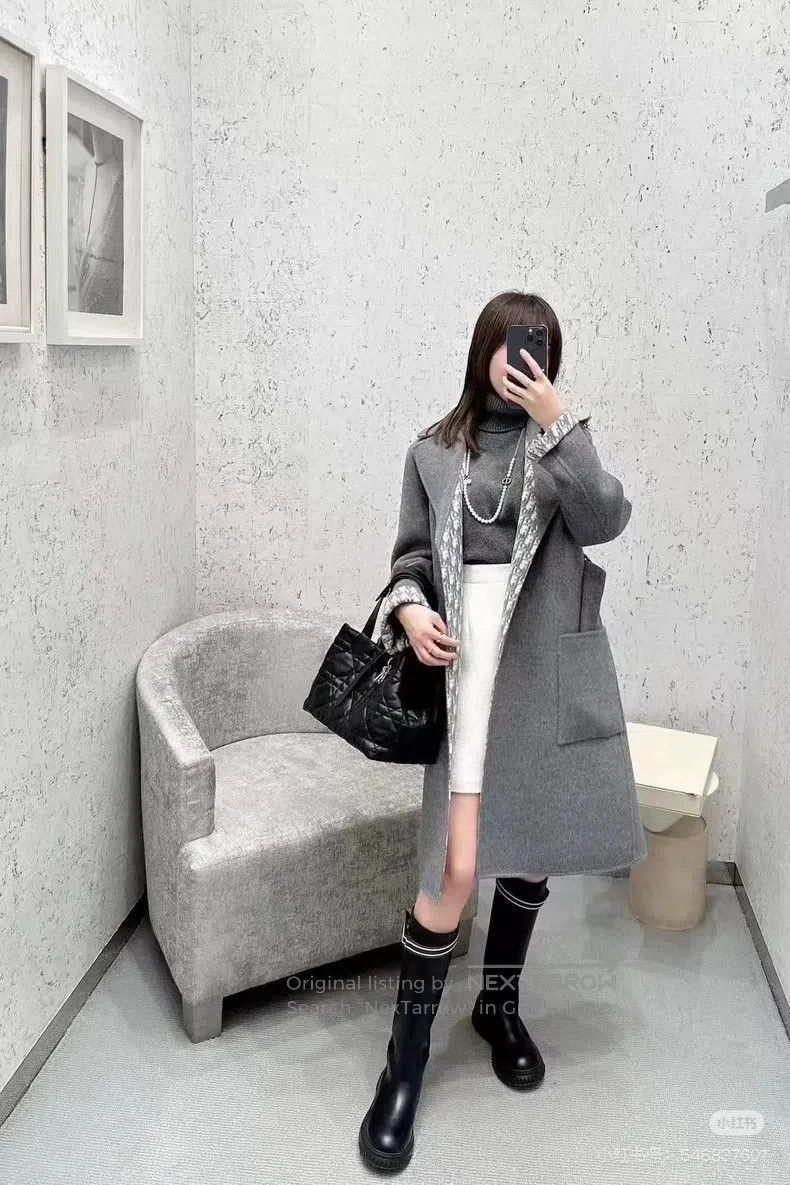 Dior Dior Double-sided woollen coat with gray inner old flower Size XS / US 0-2 / IT 36-38 - 7 Thumbnail