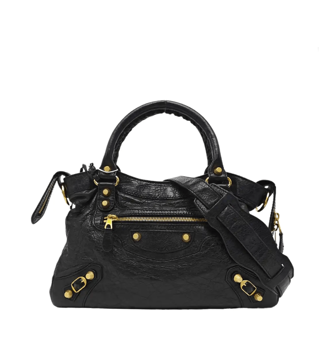 Balenciaga Classic City Black Sheepskin Stud Motorcycle Shoulder Bag Crossbody B, Women's