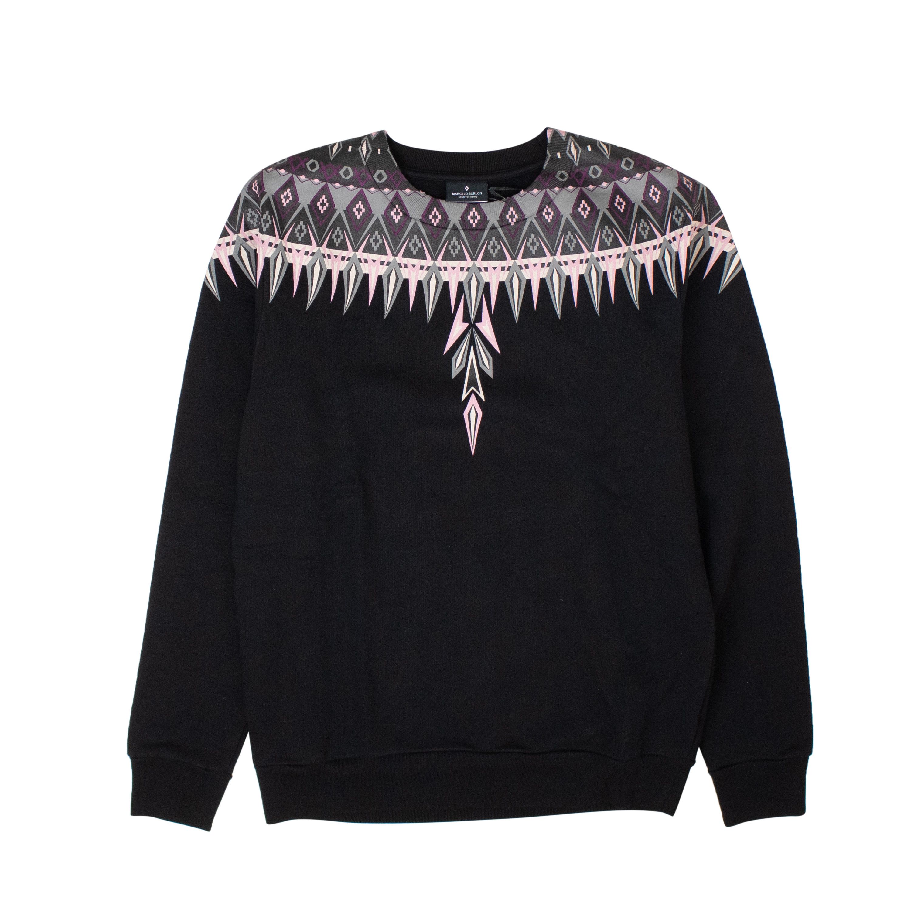 image of Marcelo Burlon Black & Multicolored Wings Crewneck Size S, Women's