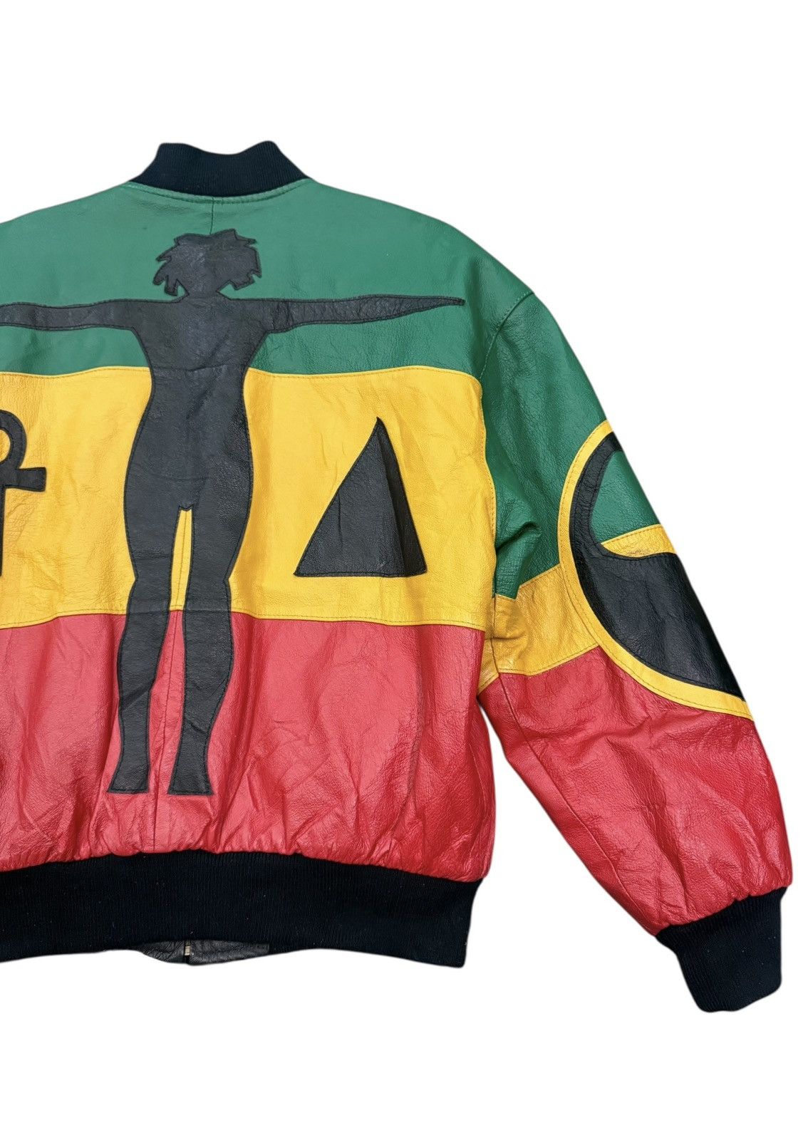 Michael Hoban RARE VINTAGE MICHAEL HOBAN RASTA LEATHER BOMBERS JACKET Size US M / EU 48-50 / 2 - 10 Thumbnail