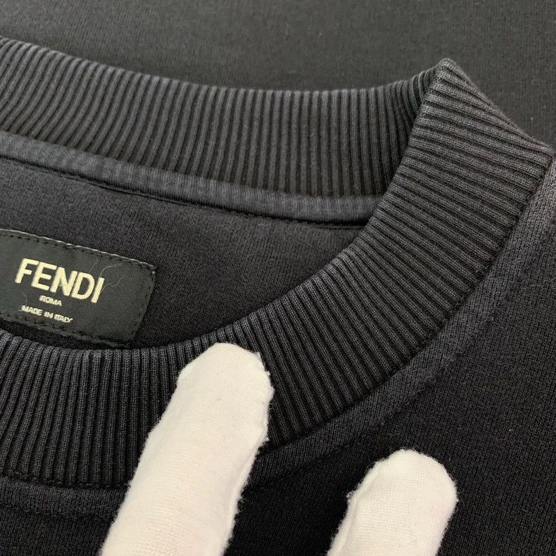 Fendi Fendi Black Logo Cotton Long Sleeve Sweatshirt Size US L / EU 52-54 / 3 - 9 Thumbnail