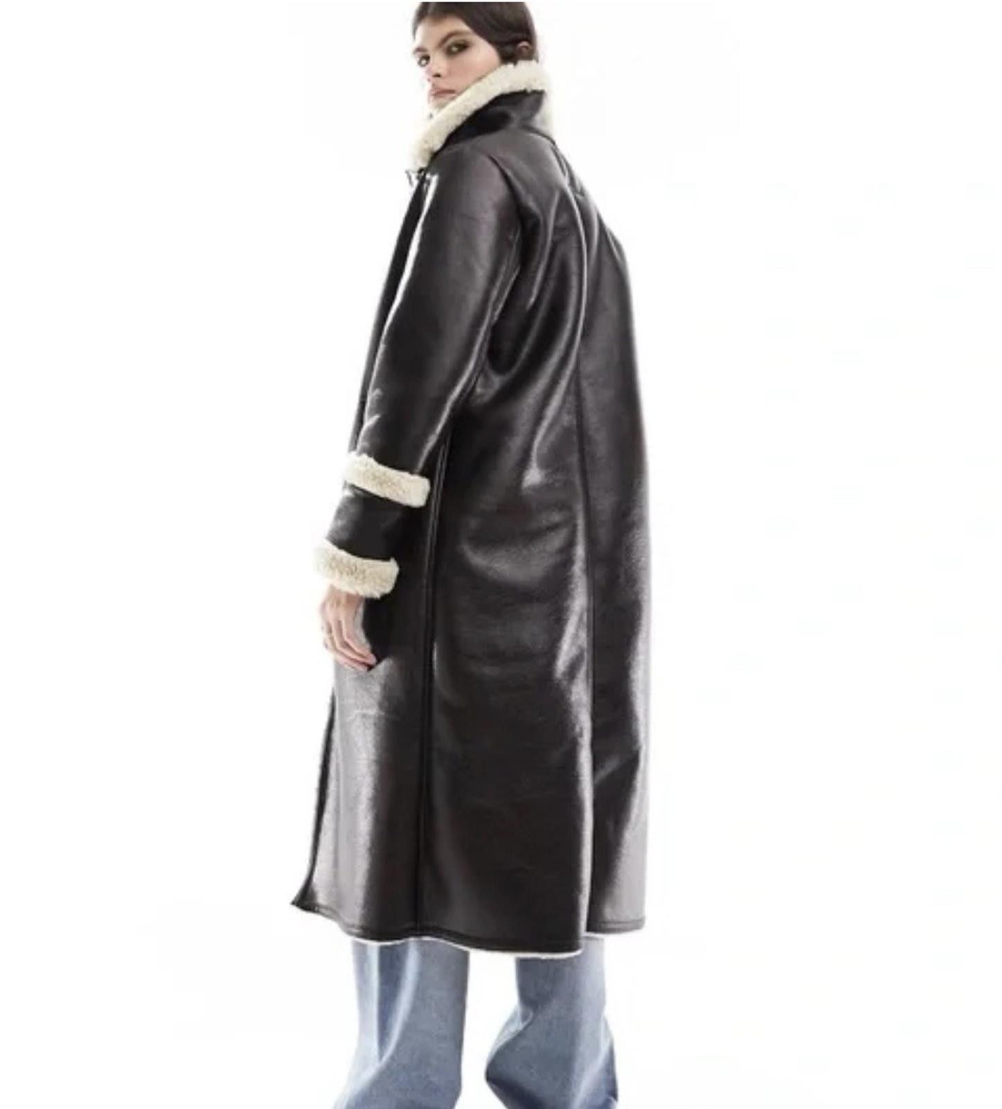 Bershka Women's Bershka chocolate longline fur coat BNWT Size L/12 Size L / US 10 / IT 46 - 3 Thumbnail