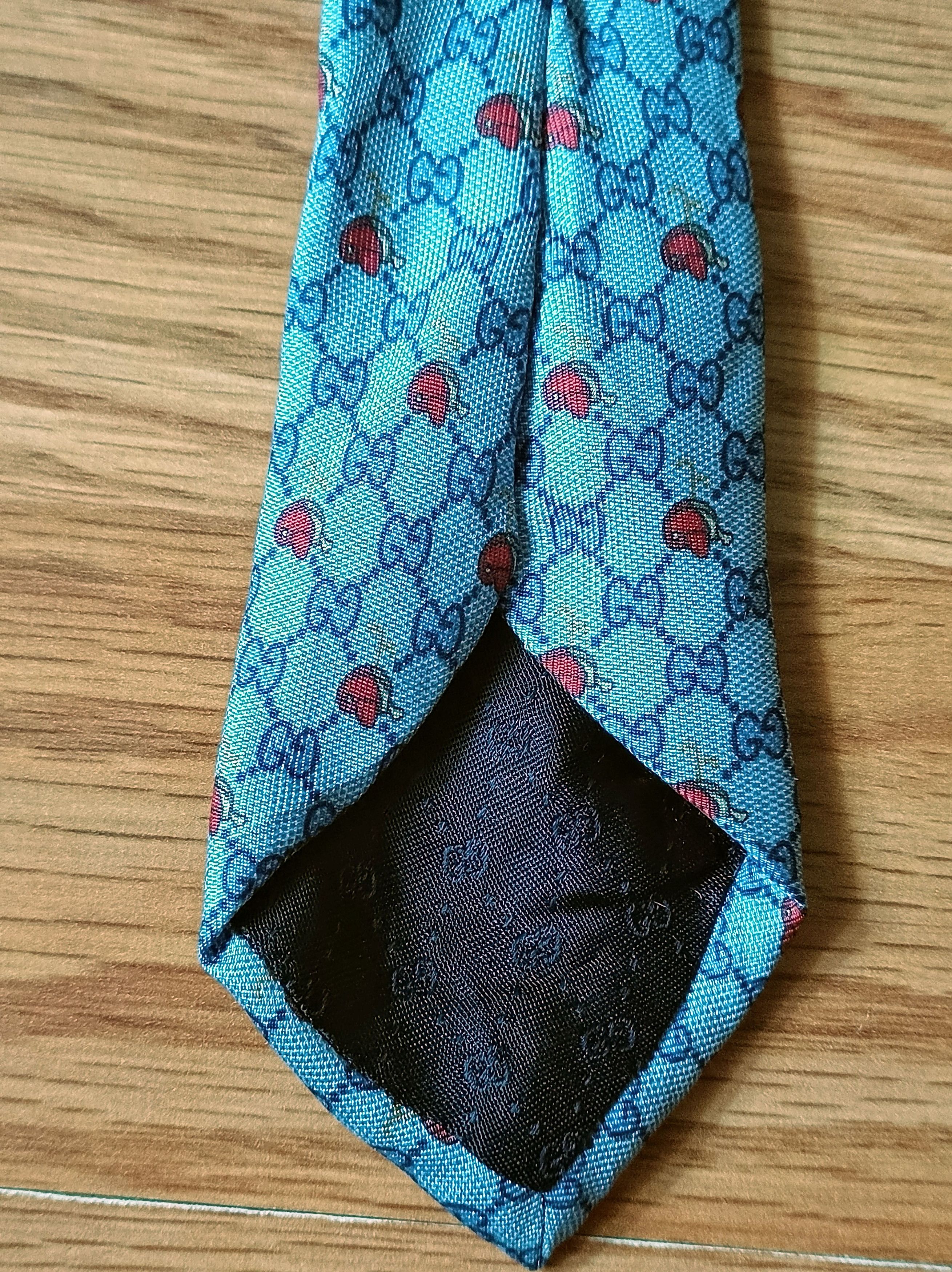 Gucci Gucci GG Pattern Rare Blue Slim Silk Mens Tie Size ONE SIZE - 5 Thumbnail