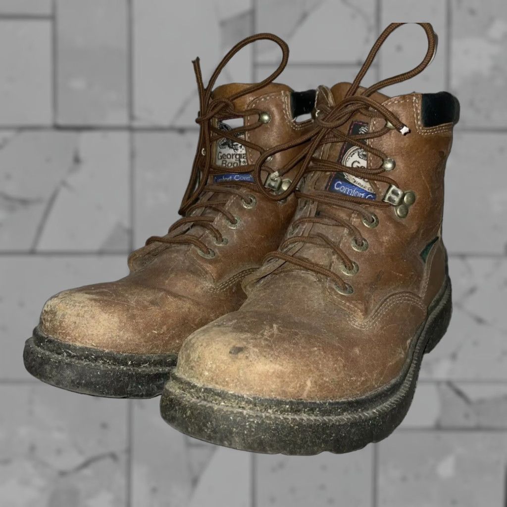 Vintage Georgia Leather Boots Mens Brown Size 9 Size US 9 / EU 42 - 1 Thumbnail