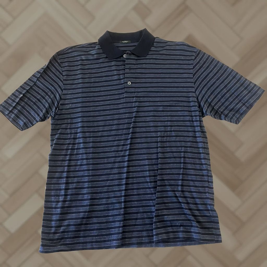 Vintage Marbas Blue Striped Short Sleeve Polo Shirt Men Large Button-Up Shirt Size US L / EU 52-54 / 3 - 1 Thumbnail