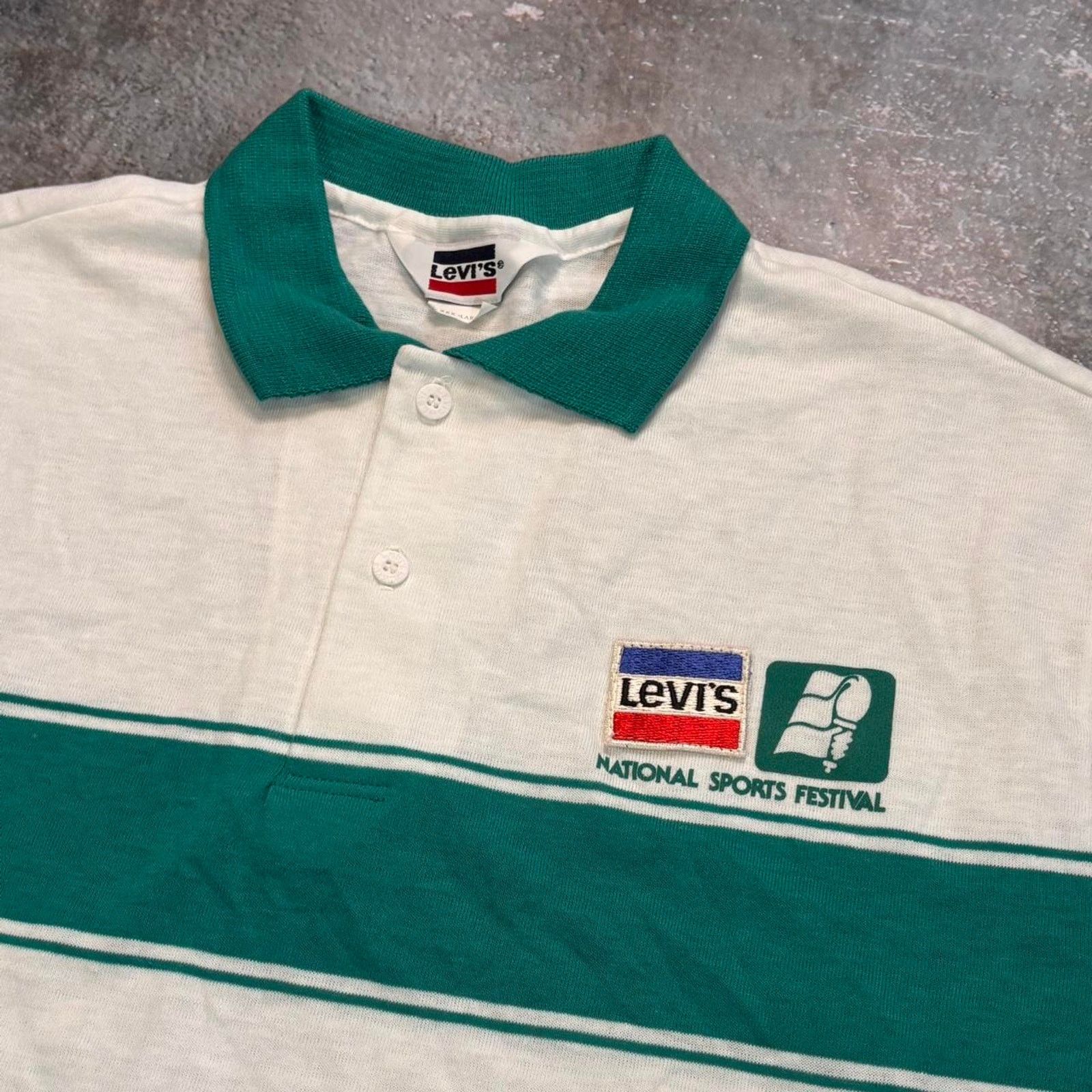 Levi's × Vintage Vintage 80s Levis National Sports Festival Polo Shirt! 3XL Size US XXL / EU 58 / 5 - 3 Thumbnail