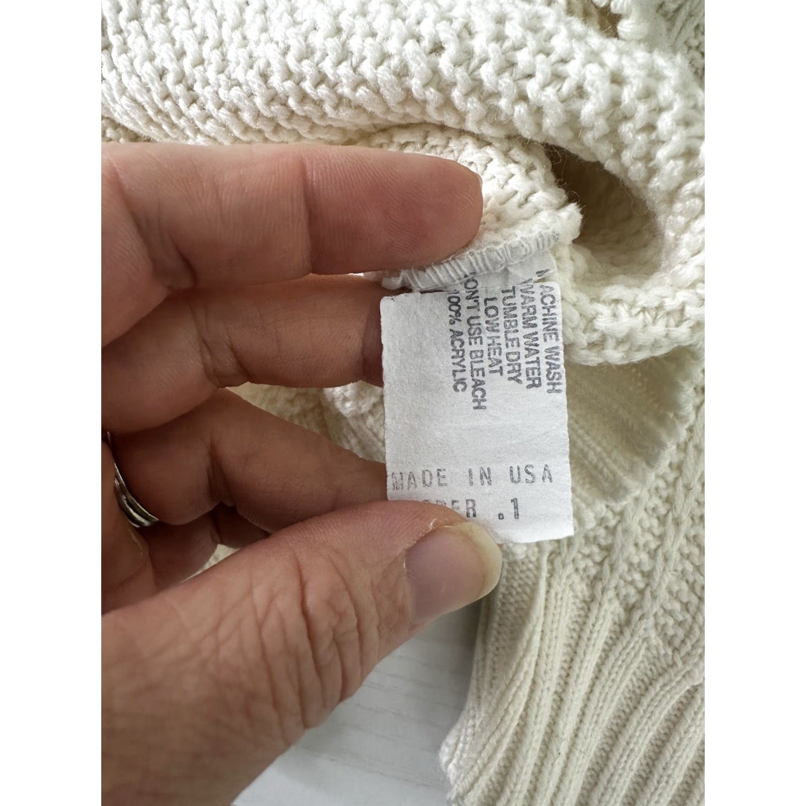 Vintage VINTAGE 90s Cream Raglan Sweater Mock Neck Women’s Large Ivory Crew Neck Knit Cotton Ramie Pullover Size L / US 10 / IT 46 - 5 Thumbnail