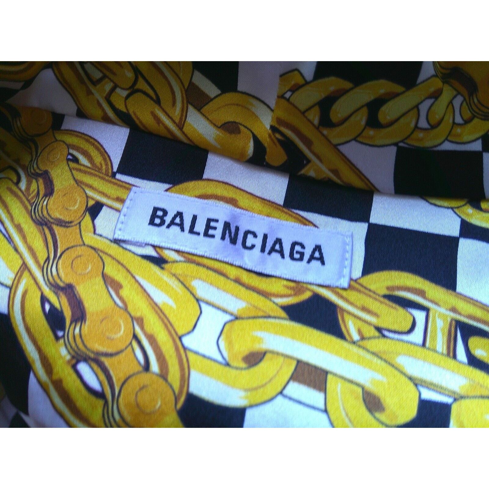 Balenciaga Balenciaga Black Gold Chain Print Short Sleeve Tie Blouse 40 Size S / US 4 / IT 40 - 12 Thumbnail
