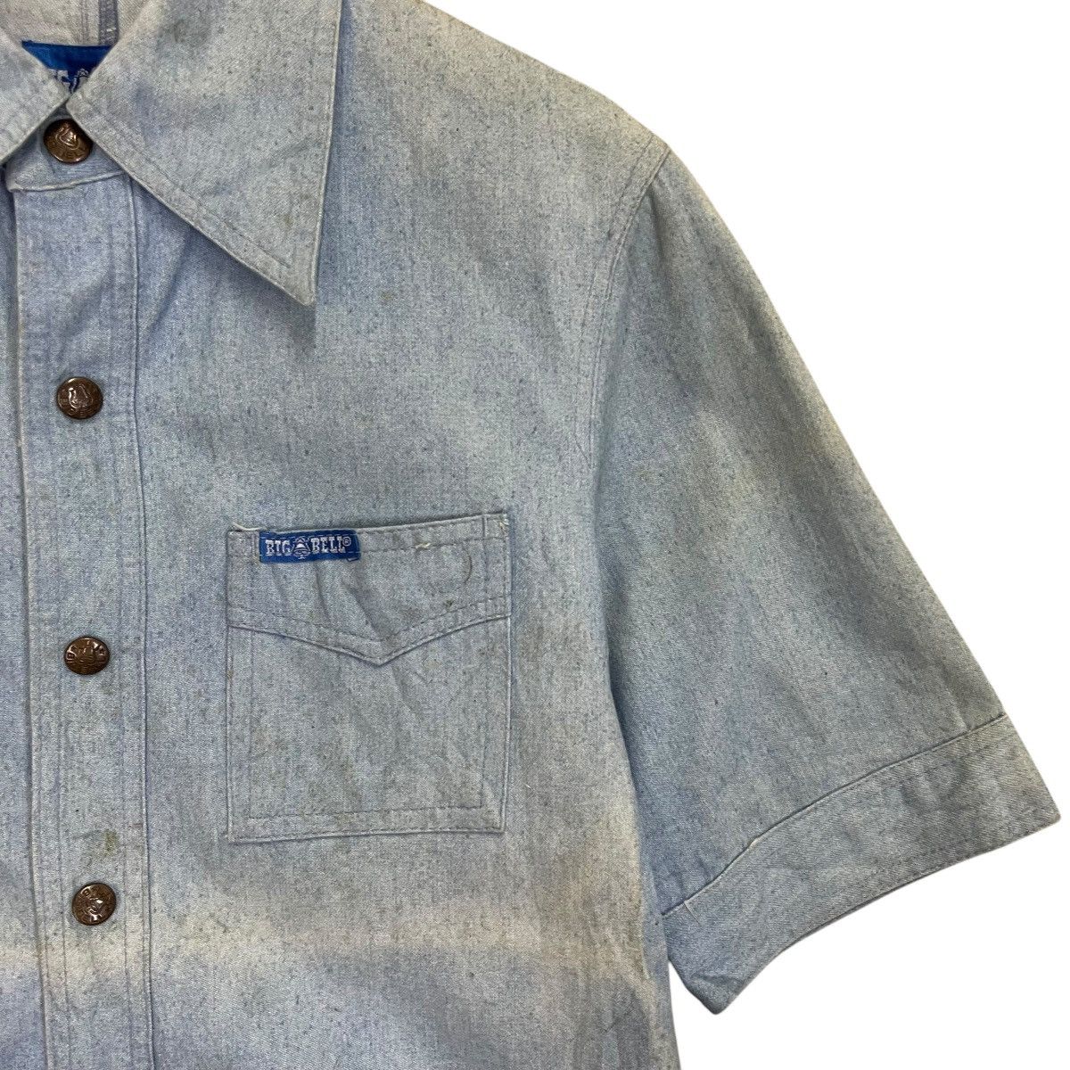 Japanese Brand Vintage 80s Big Bell Made In Japan Shortsleeve Chore Denim Size US S / EU 44-46 / 1 - 6 Thumbnail