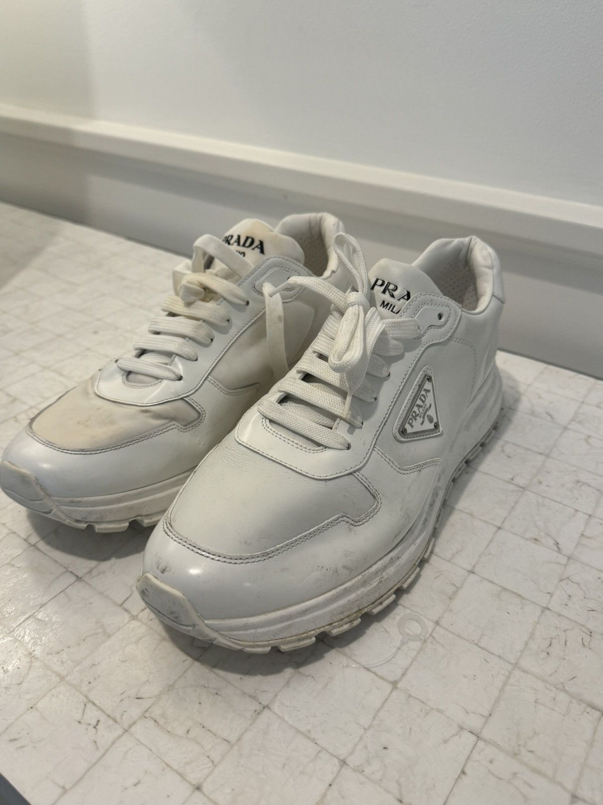 Prada Prada White Prax 01 Re-Nylon and Leather sneakers Size US 10.5 / EU 43-44 - 2 Thumbnail