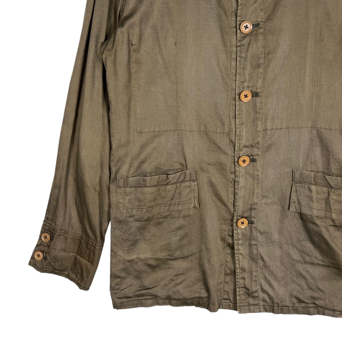 Yohji Yamamoto Yohji Yamamoto Dark Green Cotton Chore Jacket Size US L / EU 52-54 / 3 - 8 Thumbnail