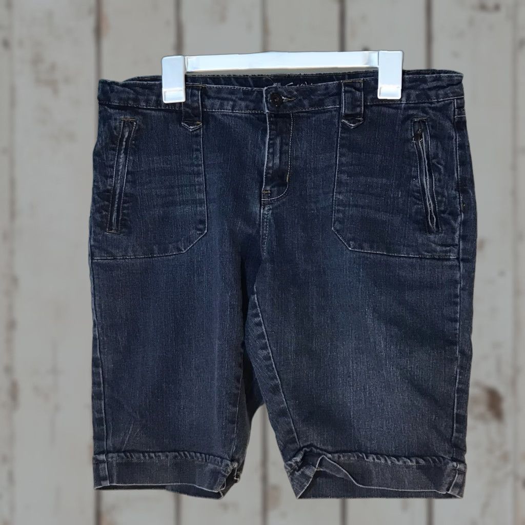 Vintage Salt Works NYC Bermuda Shorts Womens Size 12 Mid Rise Dark Wash Cotton Spandex Casual Summer Size 34" / US 12 / IT 48 - 1 Thumbnail