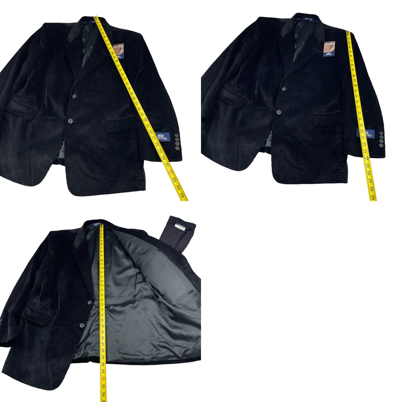 Stafford Stafford Black 100% Cotton Corduroy 2-Button Blazer Jacket 46S Men’s Blazer Cardigan? No. Size 46R - 9 Thumbnail