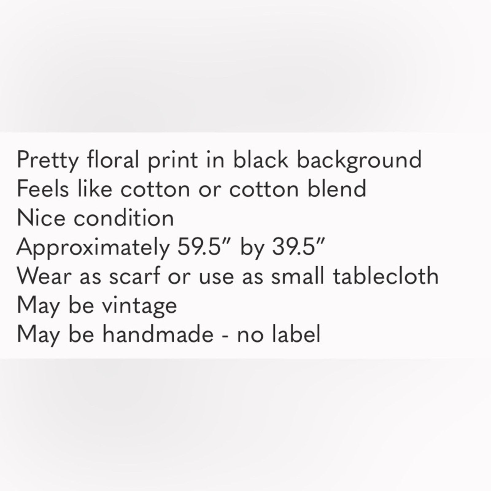Vintage Boho Black Floral Scarf Wrap Bistro Tablecloth Size ONE SIZE - 5 Thumbnail