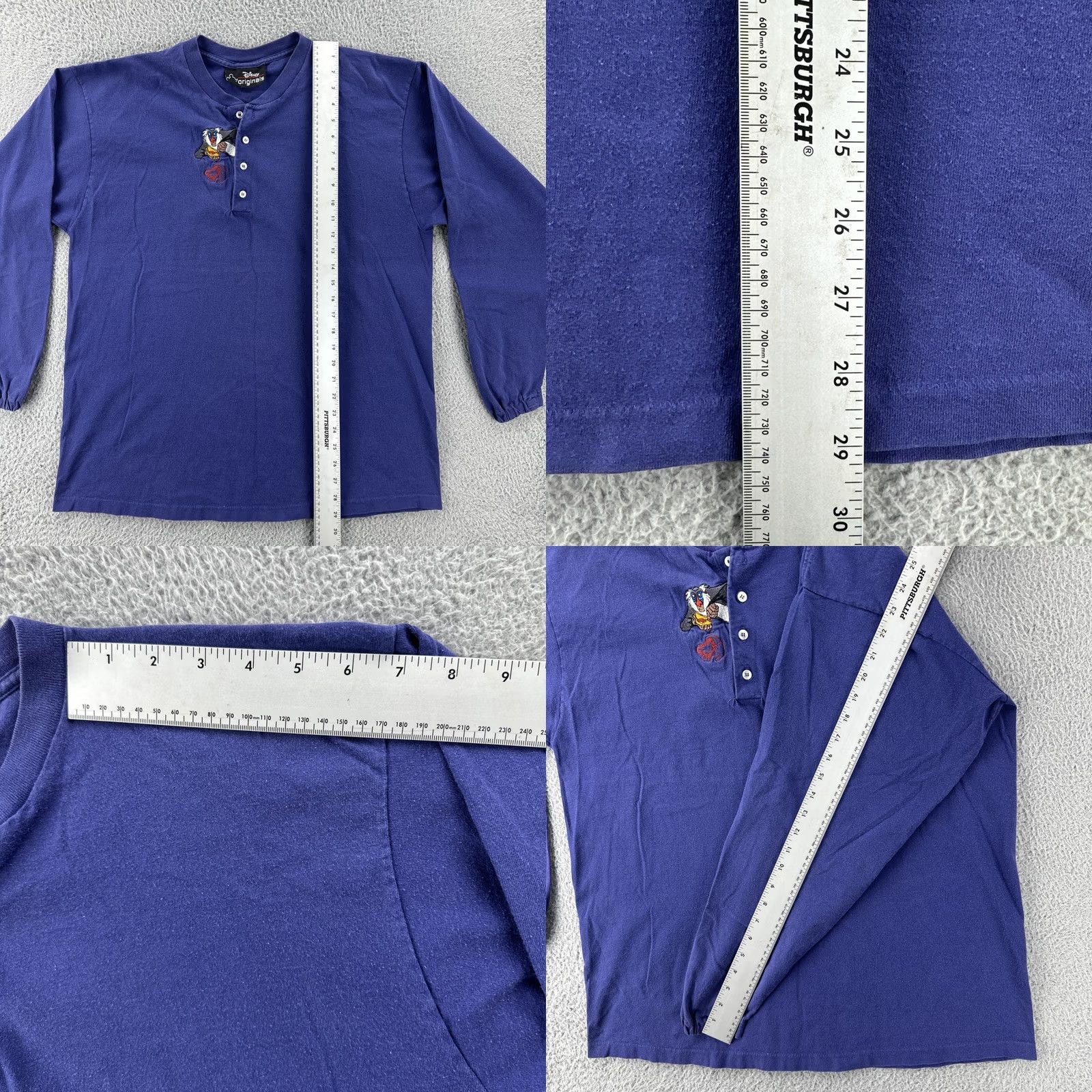 Vintage VINTAGE Disney Originals Long Sleeve Henley Shirt Mens Large Purple Rafiki USA 90s Size US L / EU 52-54 / 3 - 9 Thumbnail