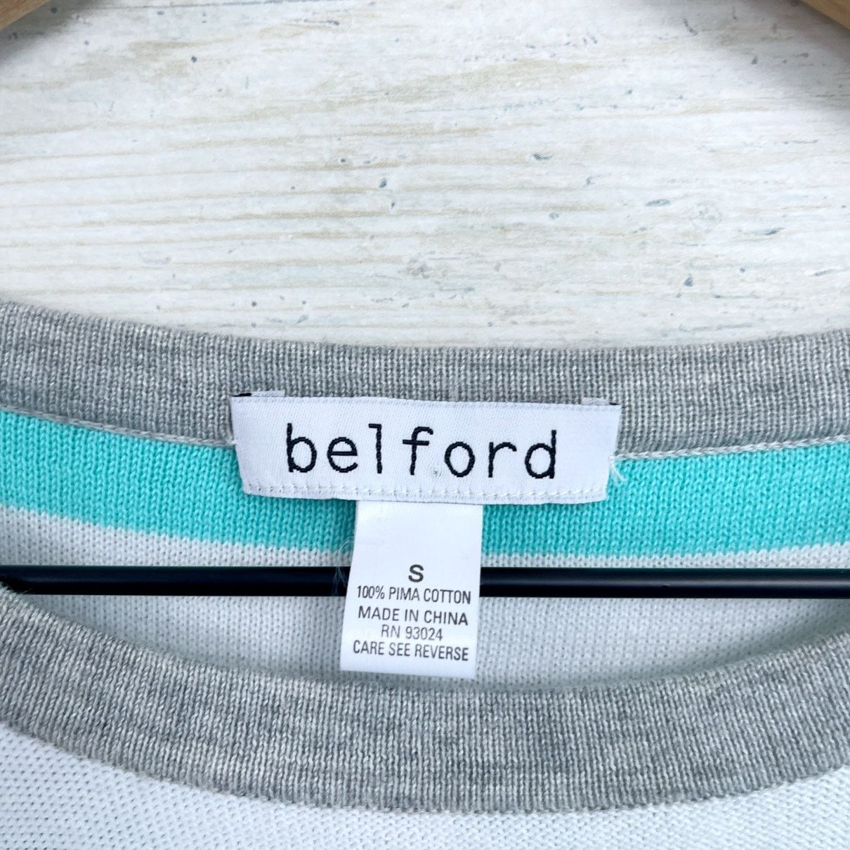 Other Belford Pima Cotton Stripe Knit Top Blue White 3/4 Womens S Size S / US 4 / IT 40 - 6 Thumbnail