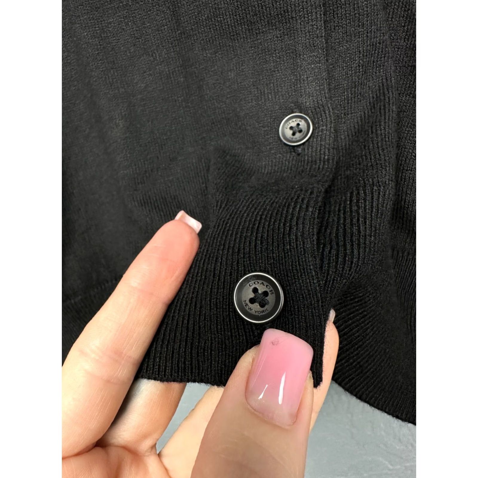 Coach Coach New York Womens Knit Sweater Cardigan XS Black Cotton, Viscose Knit Cardigan Womens XS Black Size XS / US 0-2 / IT 36-38 - 5 Thumbnail