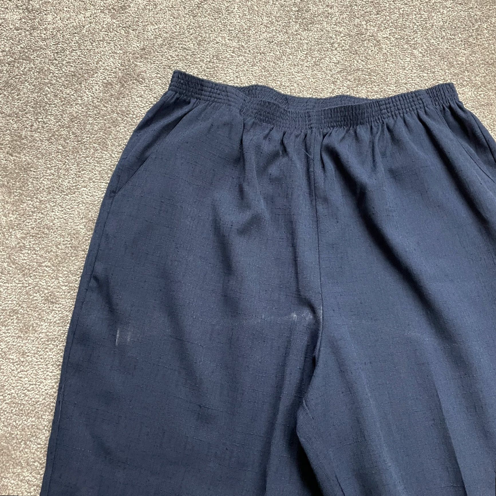 Vintage Briggs Dress Pants Women 22W Navy Blue Tapered Leg High Rise Elastic Waist 34x29 Size 40" / US 18 - 4 Thumbnail