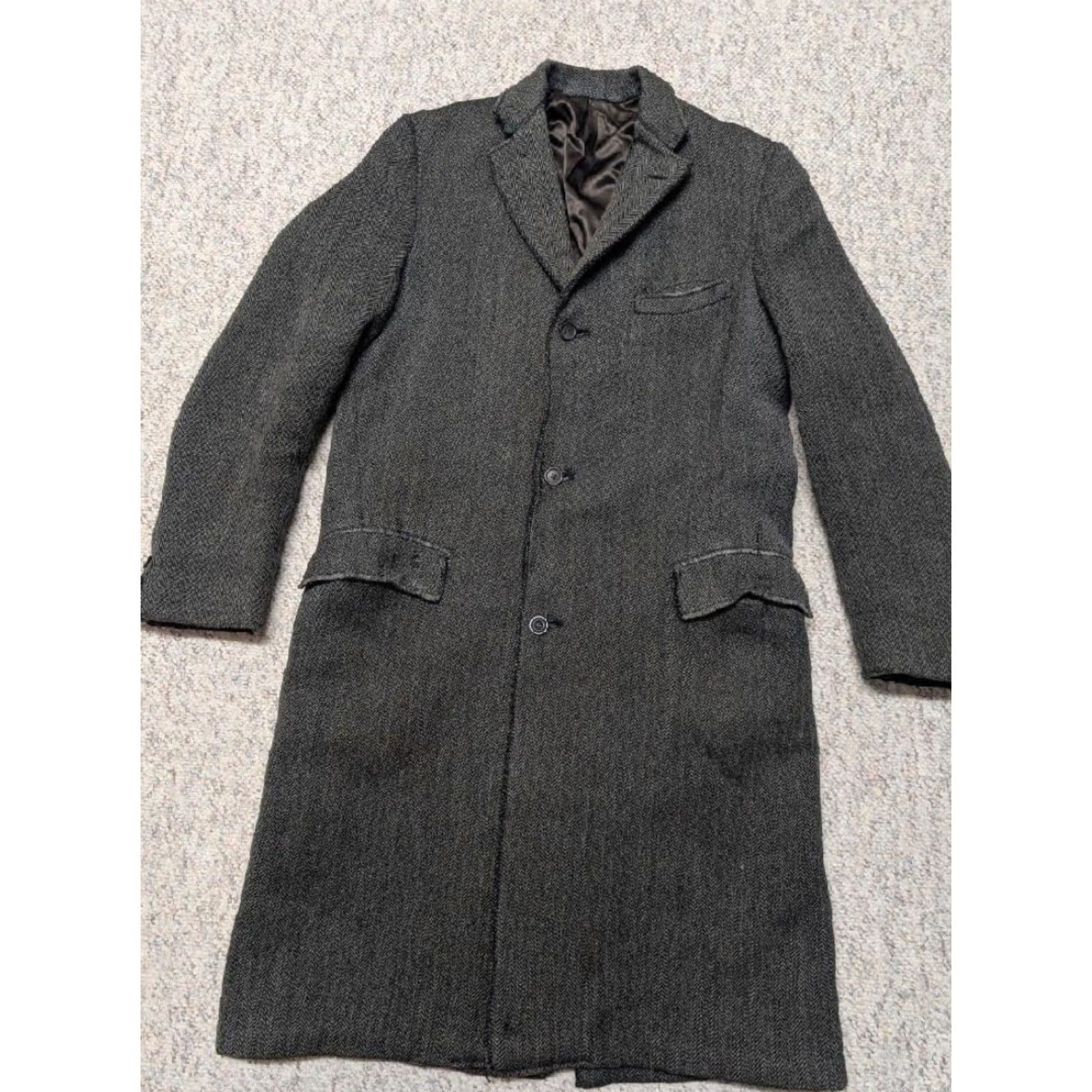 Vintage VINTAGE Rogers Peet Overcoat Tweed Herringbone Gray 40 M Coat Men Long Long Sleeve Patina 1950s USA Made Size US M / EU 48-50 / 2 - 4 Thumbnail