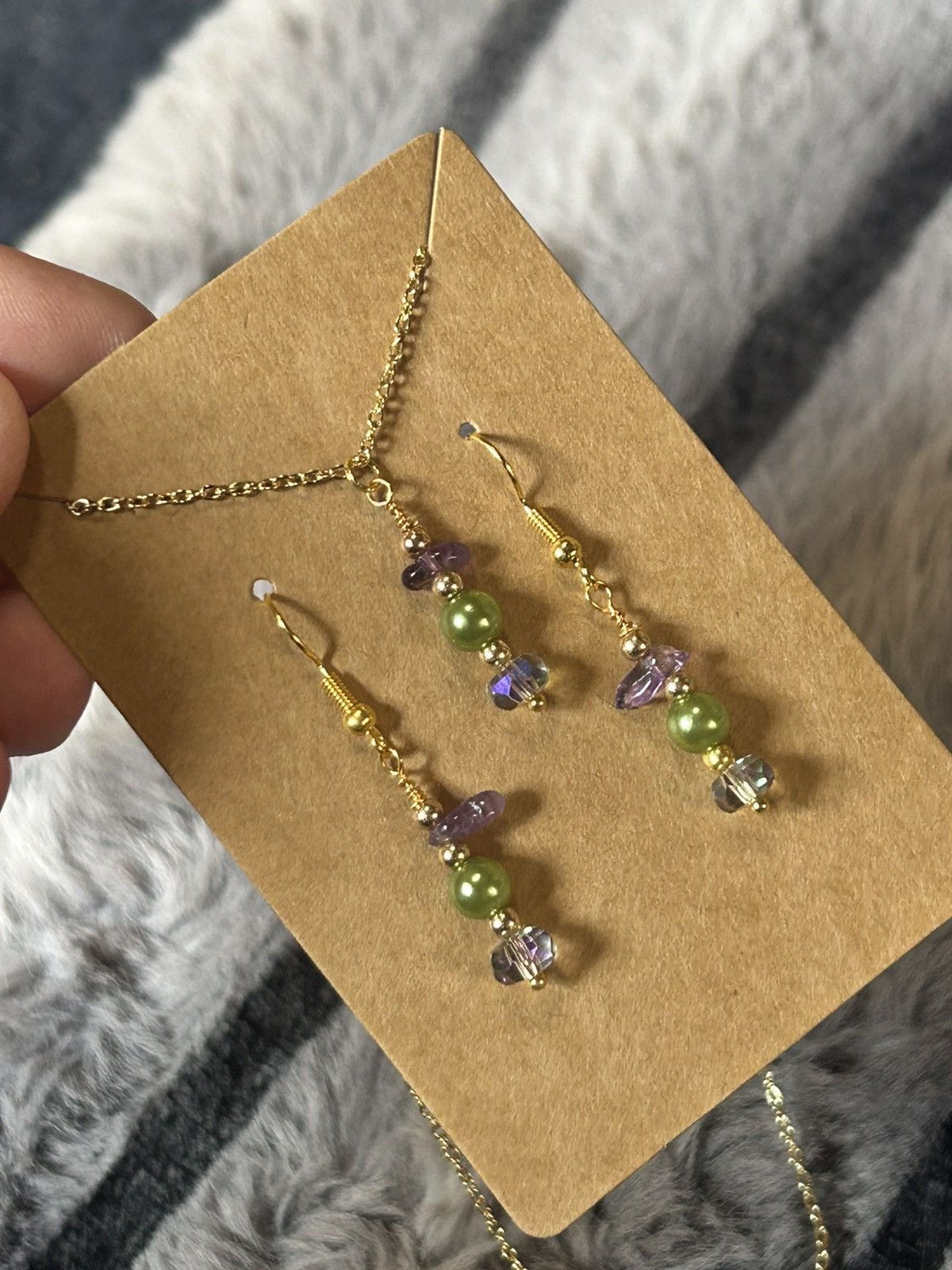 Handmade Handcrafted amethyst Czech glass pearl crystal necklace set Size ONE SIZE - 1 Thumbnail
