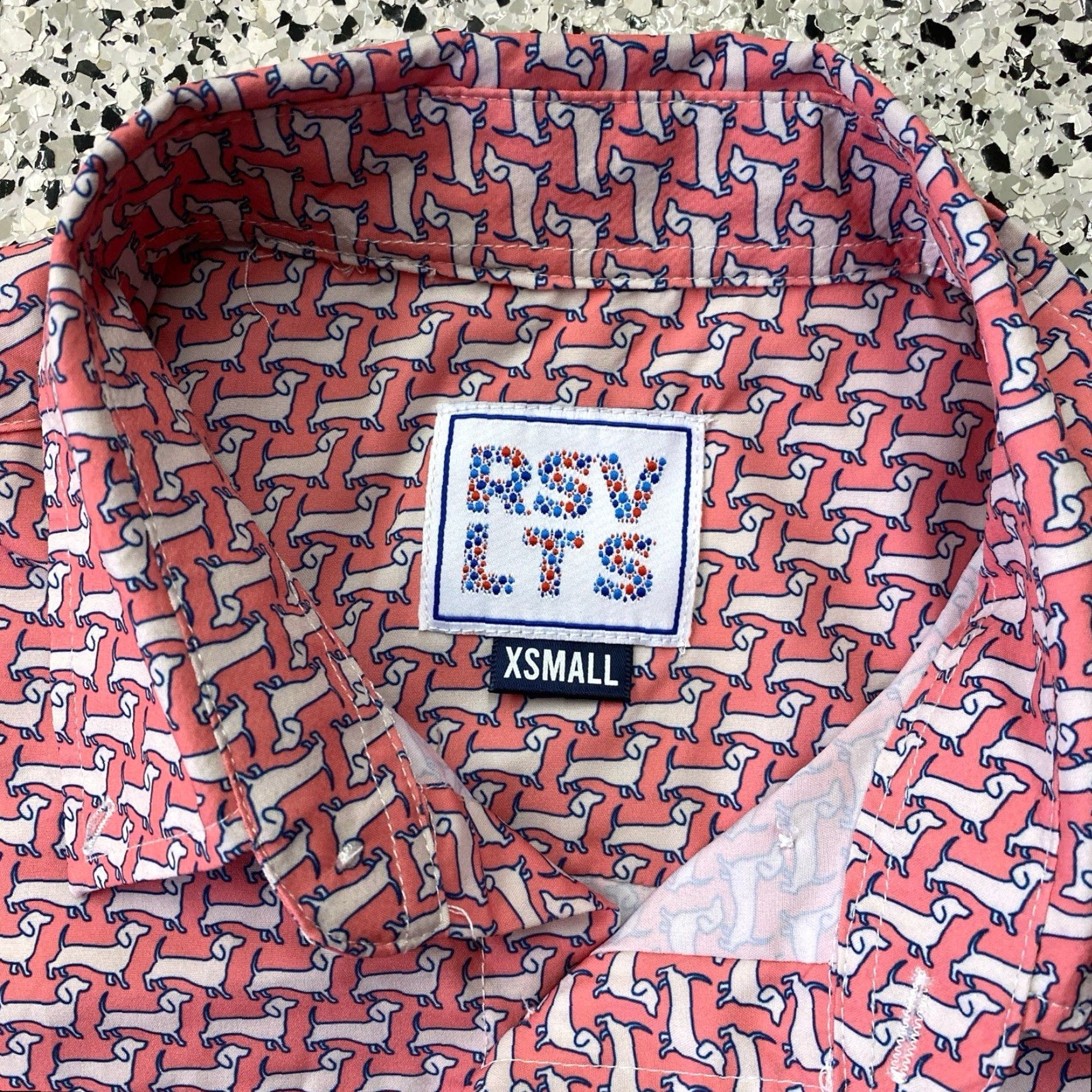 Pinko RSVLTS Shirt Mens XS Pink Dog Print Weiner Dog Short Sleeve Size US XS / EU 42 / 0 - 2 Thumbnail
