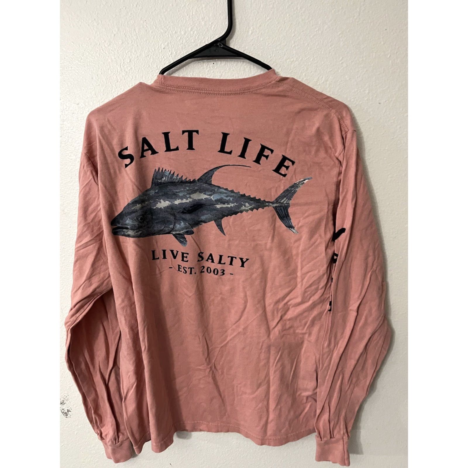 Vintage Salt Life Long Sleeve Shirt Mens Medium Pink Round Neck Logo Fish All Seasons Breathable Lightweight Stretch 90s? (no decades) - Regular Fit Size US M / EU 48-50 / 2 - 3 Thumbnail