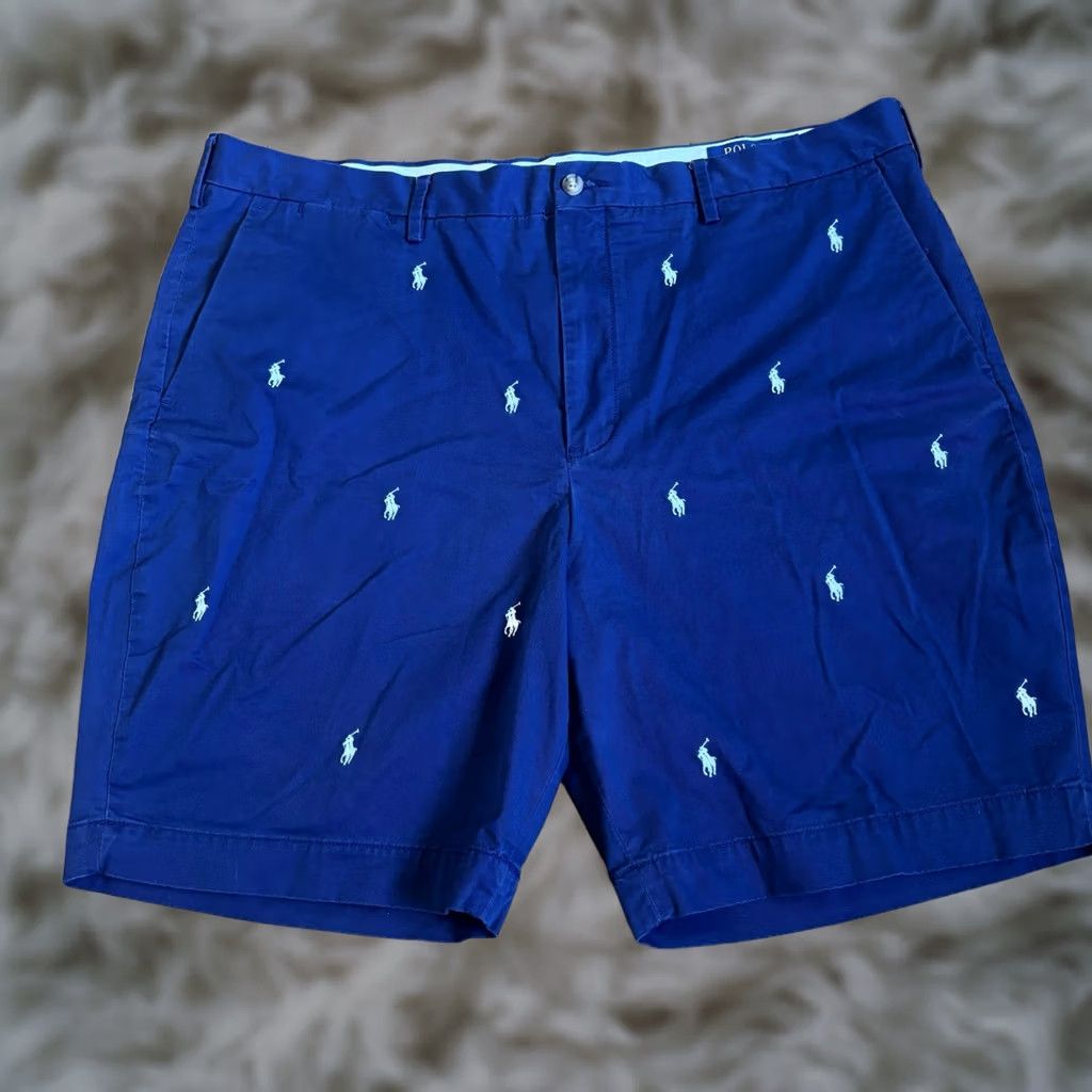 Polo Ralph Lauren Mens Polo Ralph Lauren Shorts 42 9" Classic Fit Stretch Navy Blue Horse Size US XL / EU 56 / 4 - 1 Thumbnail