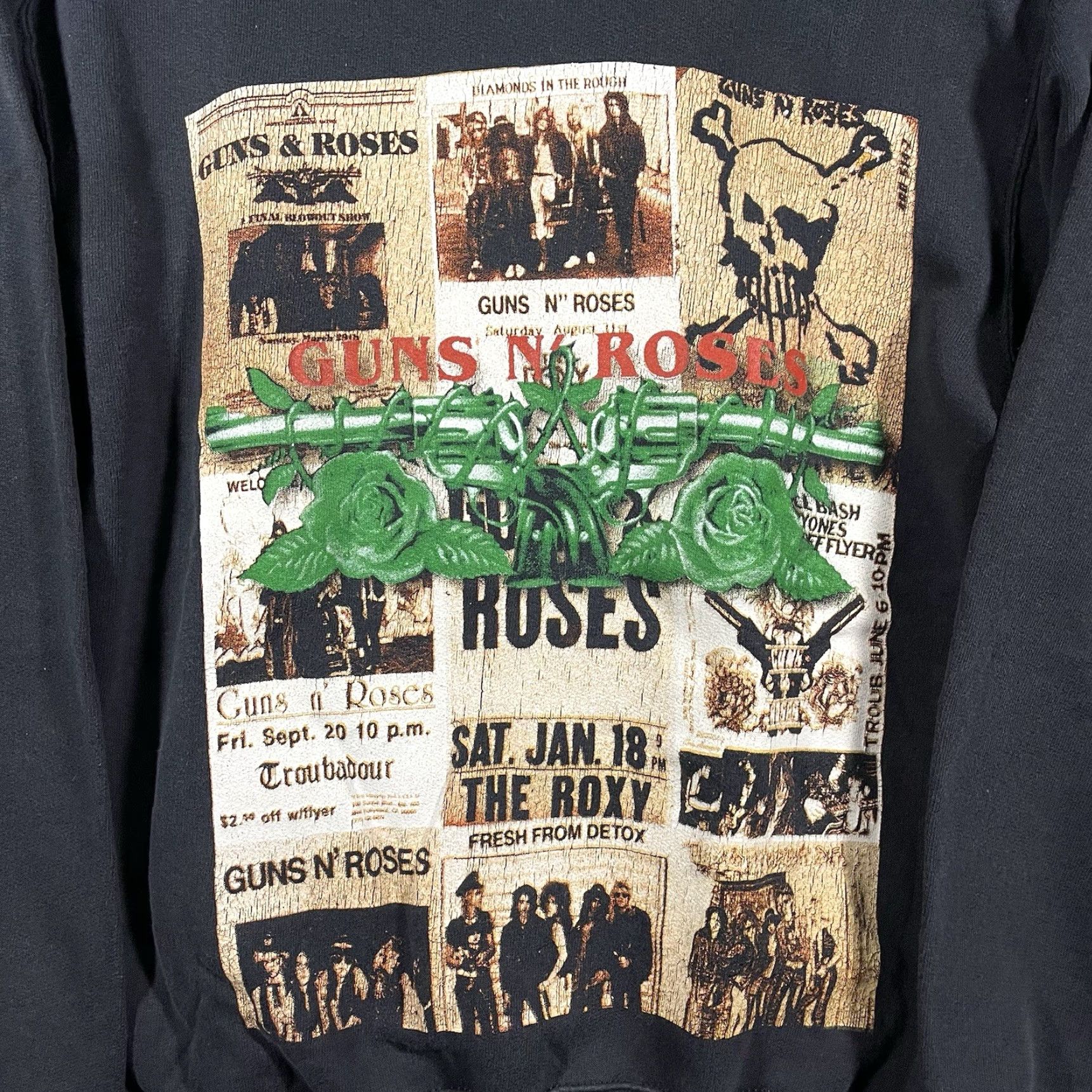Fruit Of The Loom VINTAGE Guns N Roses Mens Black Double Sided Band Hoodie Small Slash 90s Rock Mens S Black Graphic Print Hooded Pullover Size US S / EU 44-46 / 1 - 2 Thumbnail