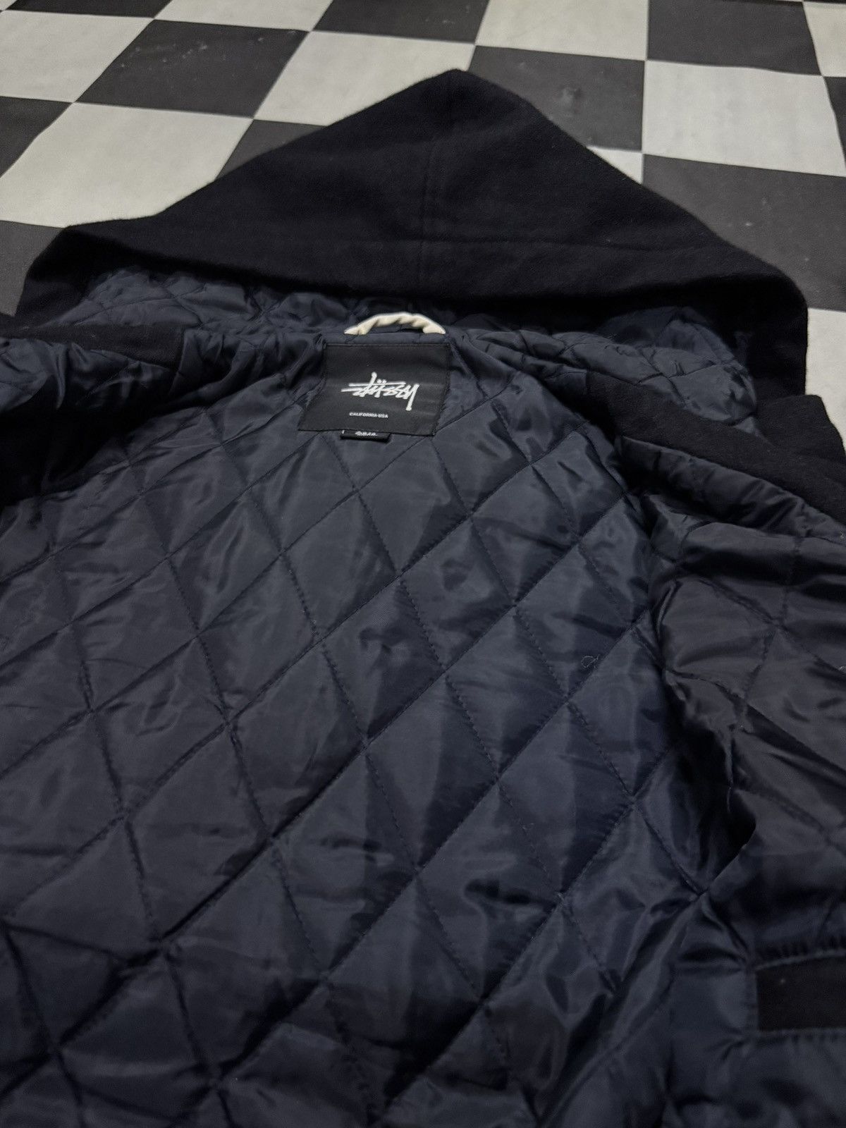 Stussy Vintage Stussy International Sign Hooded Wool Varsity Jacket Size US S / EU 44-46 / 1 - 13 Thumbnail