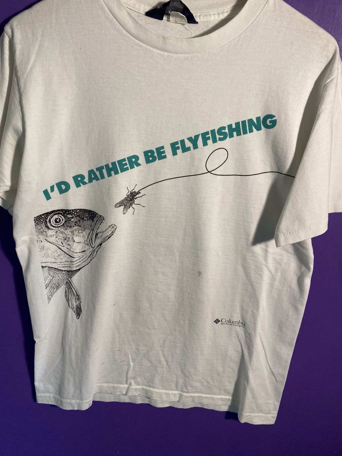 Columbia Vintage 80s Columbia fly fishing t-shirt Size US L / EU 52-54 / 3 - 3 Thumbnail