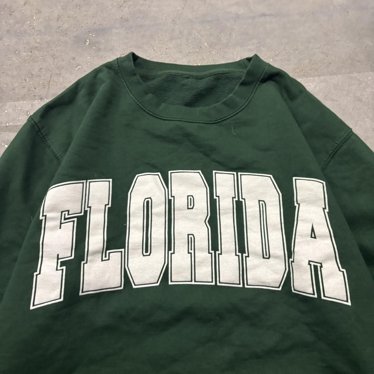 Japanese Brand × Vintage Crazy Vintage Y2K/2000s Forest Green Florida Spellout Streetwear Essential Crewneck! Size US M / EU 48-50 / 2 - 2 Thumbnail