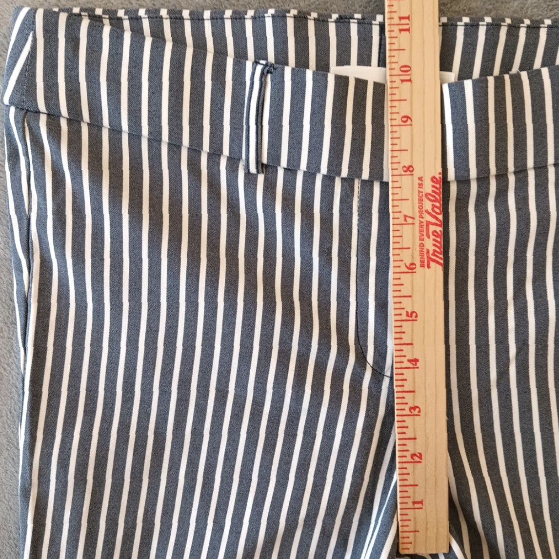 Vintage Rafaella Pants Womens Size 12 Gray Striped Skinny Stretch Pull On Ankle 32x27 Size 34" / US 12 / IT 48 - 3 Thumbnail