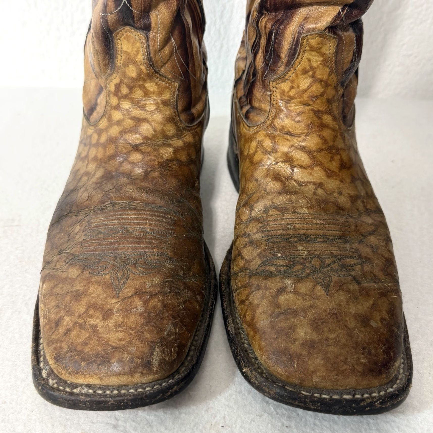 Tony Lama VTG Tony Lama Brown Western Cowboy Boots Men’s 8.5 D Brown Leather Exotic Print Boots Size US 9 / EU 42 - 4 Thumbnail