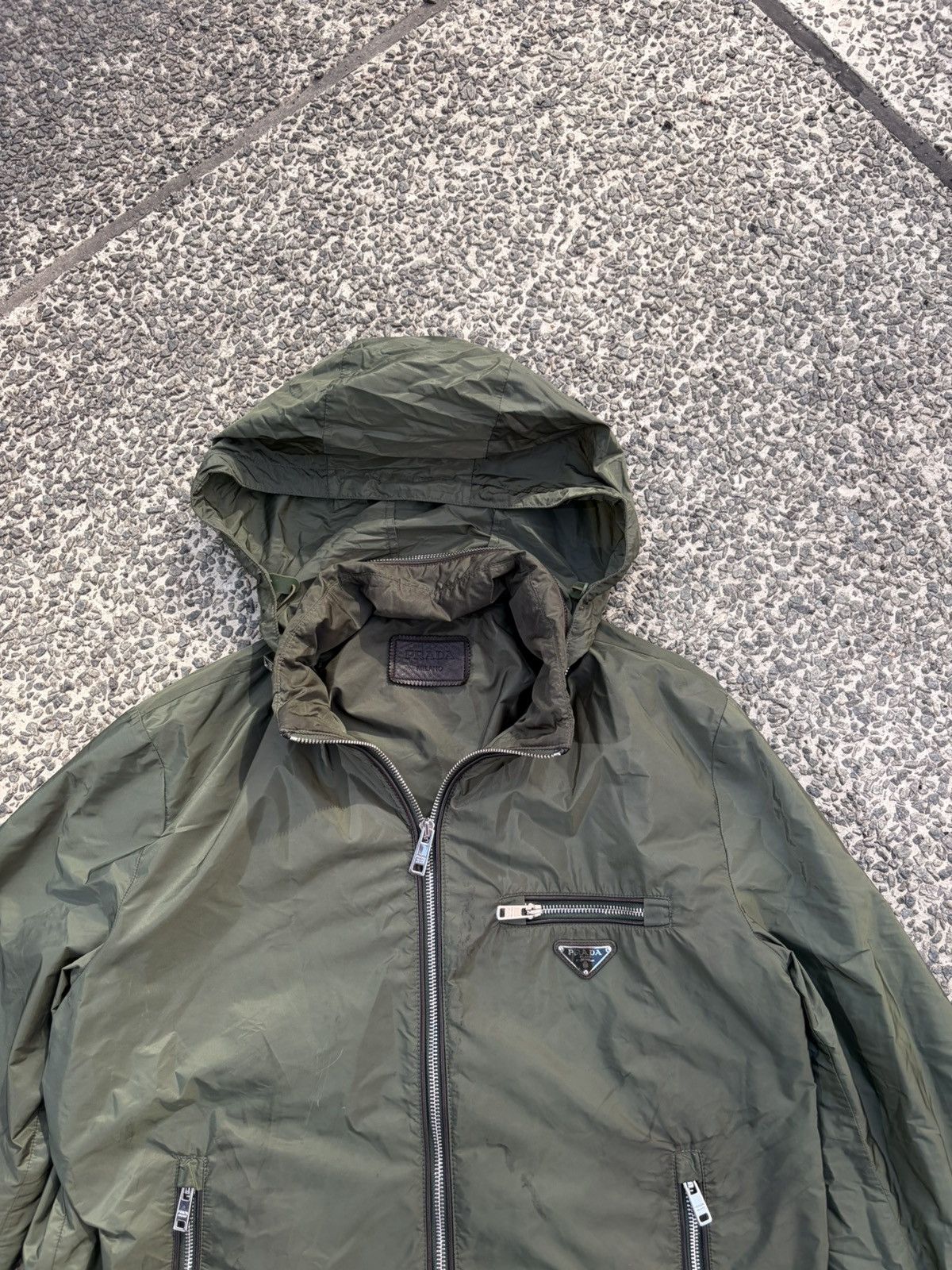 Prada Prada leather edition jacket hidden hood nylon triangle logo Size US L / EU 52-54 / 3 - 4 Thumbnail