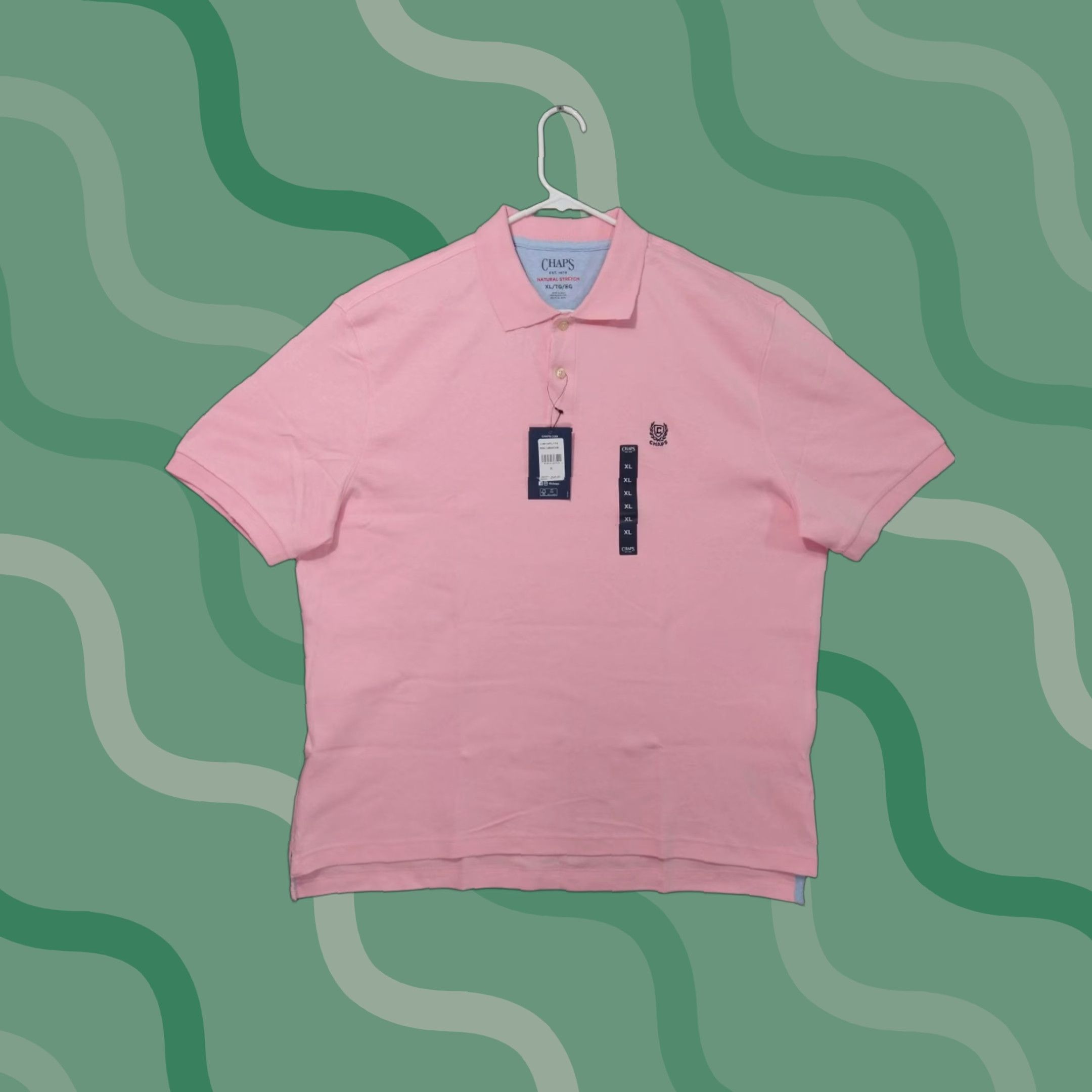 Chaps Chaps Polo Shirt Mens XL Pink Short Sleeve Natural Stretch Cotton Casual Preppy Golf Walking Size US XL / EU 56 / 4 - 1 Thumbnail