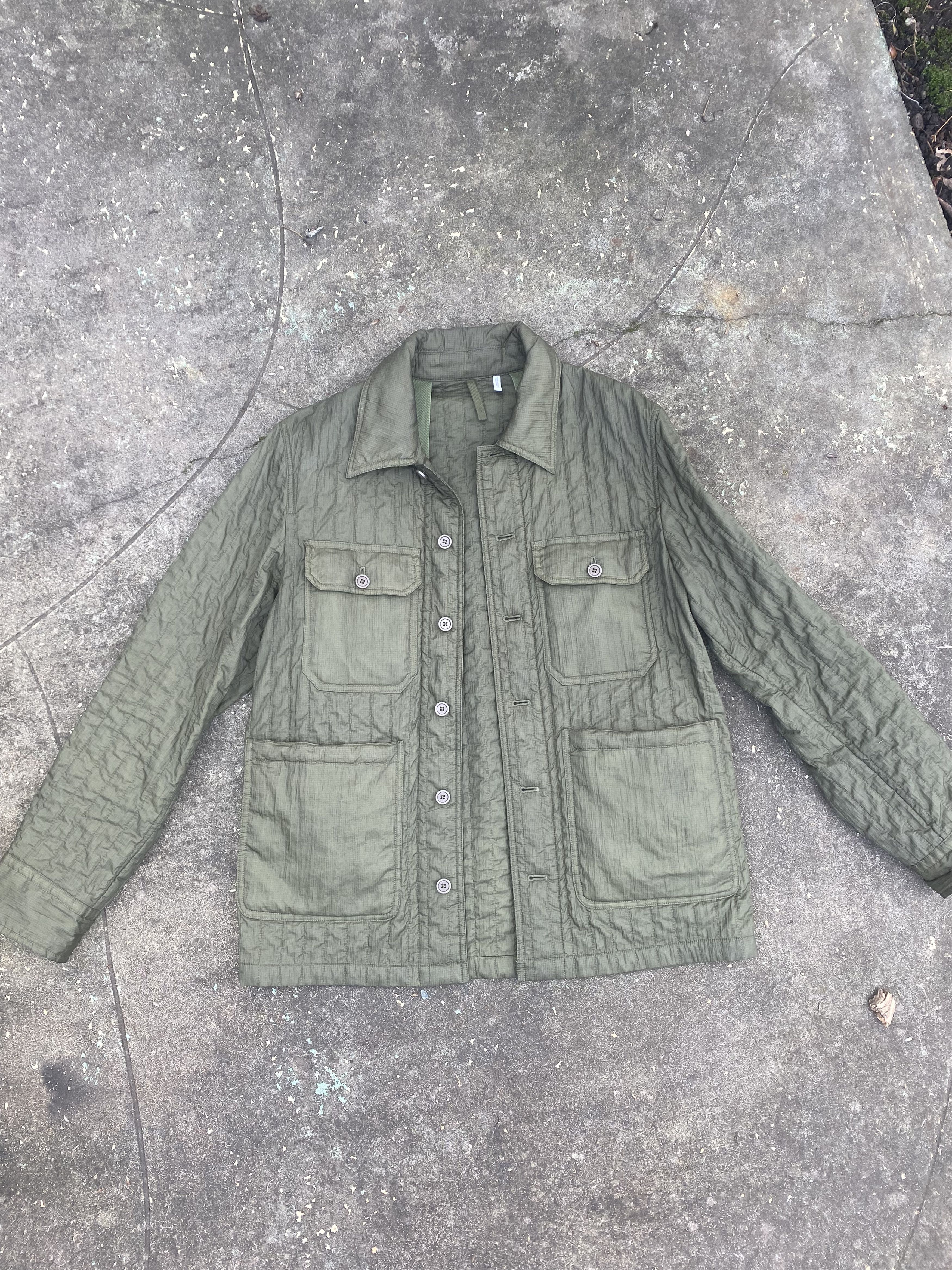 image of Helmut Lang Backpack Quilted Jacket Size Medium in Green, Men's