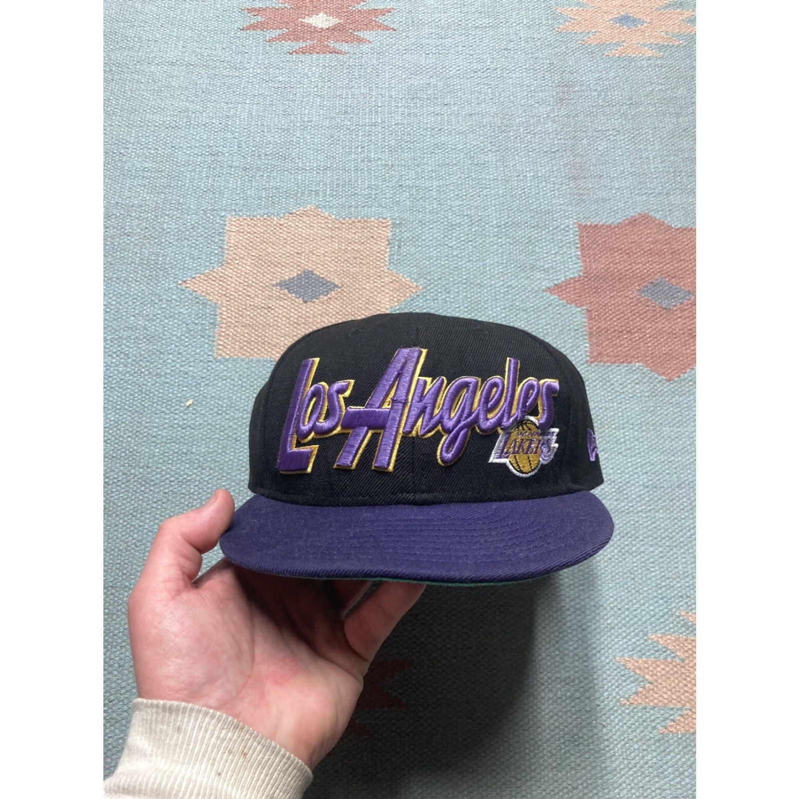 Vintage Mitchell & mess snapback hat cap Los Angeles Lakers hardwood classics wool Mens Adjustable Black 90s Classic Size ONE SIZE - 2 Thumbnail
