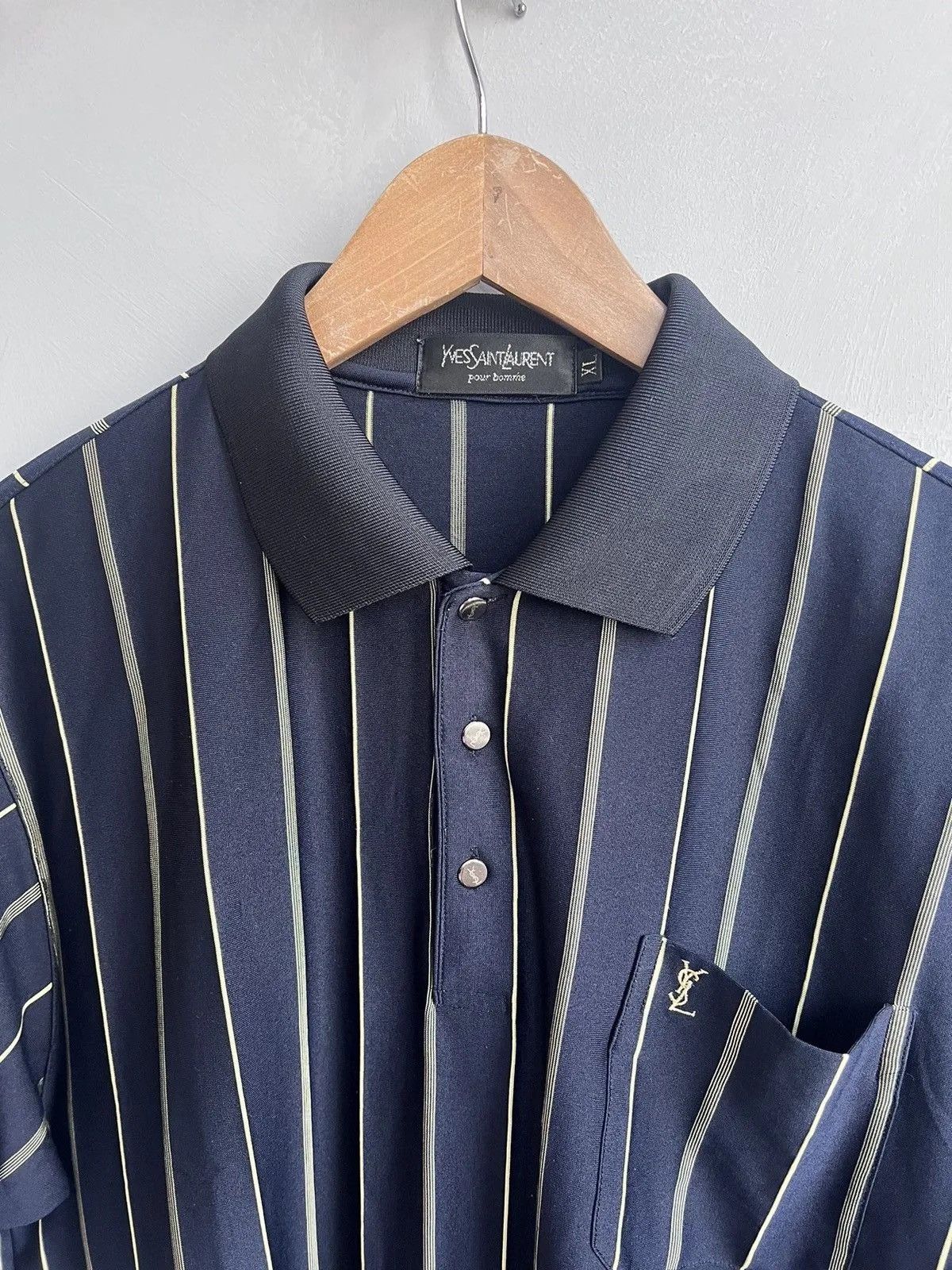Yves Saint Laurent VINTAGE 90s silk Yves Saint Laurent polo T shirt old money Size US XL / EU 56 / 4 - 3 Thumbnail
